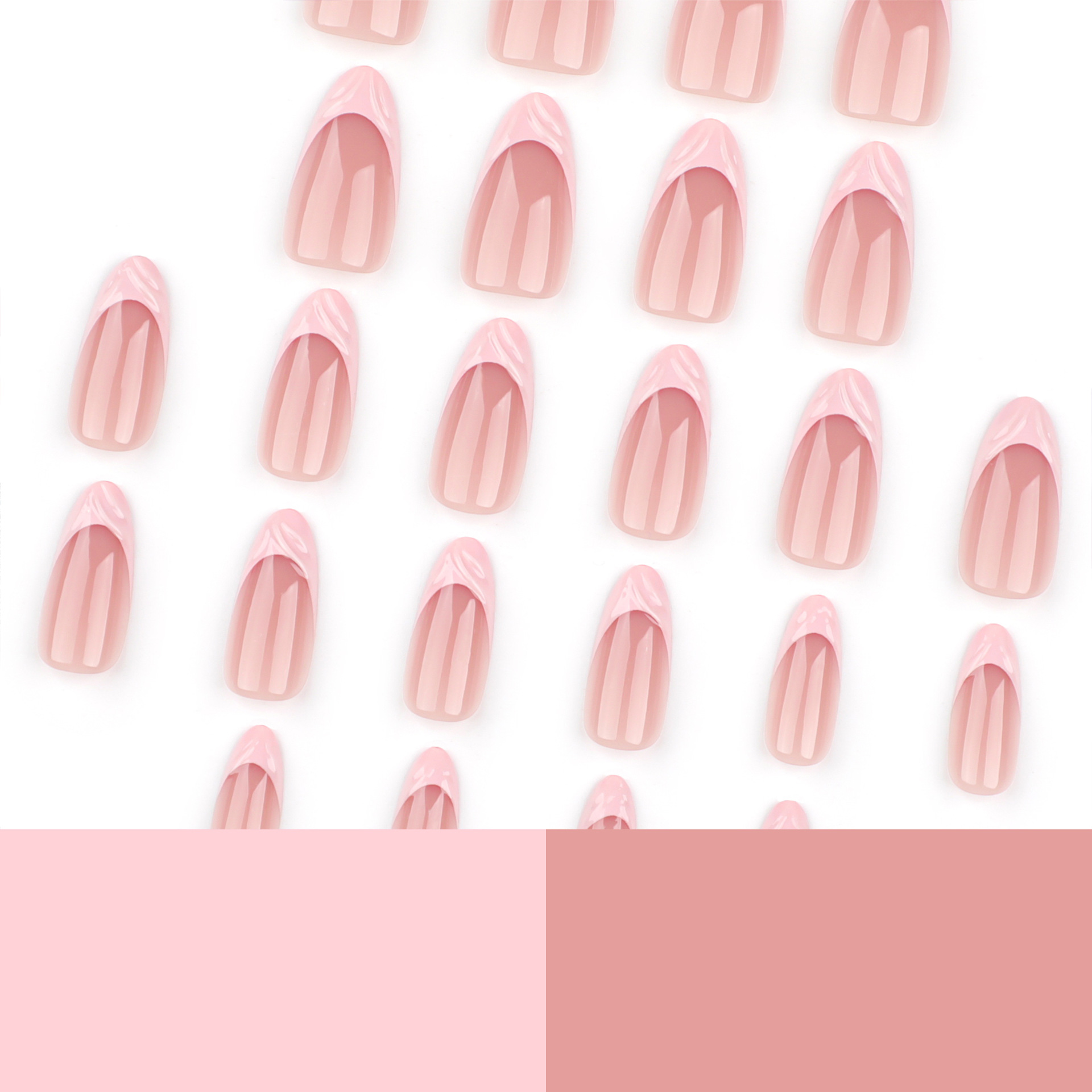 3D Pink French Medium Nails