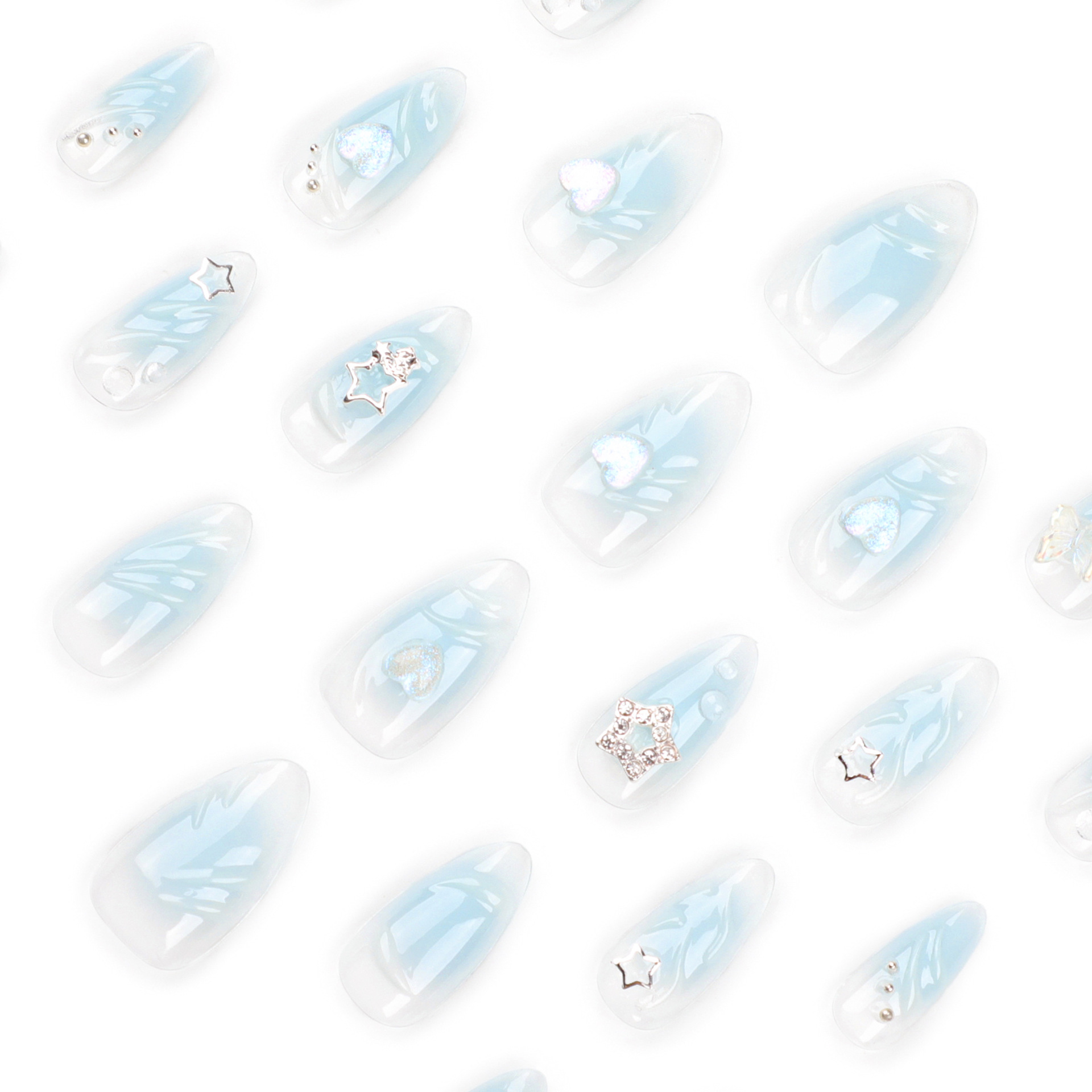 3D Blue Love Medium Nails