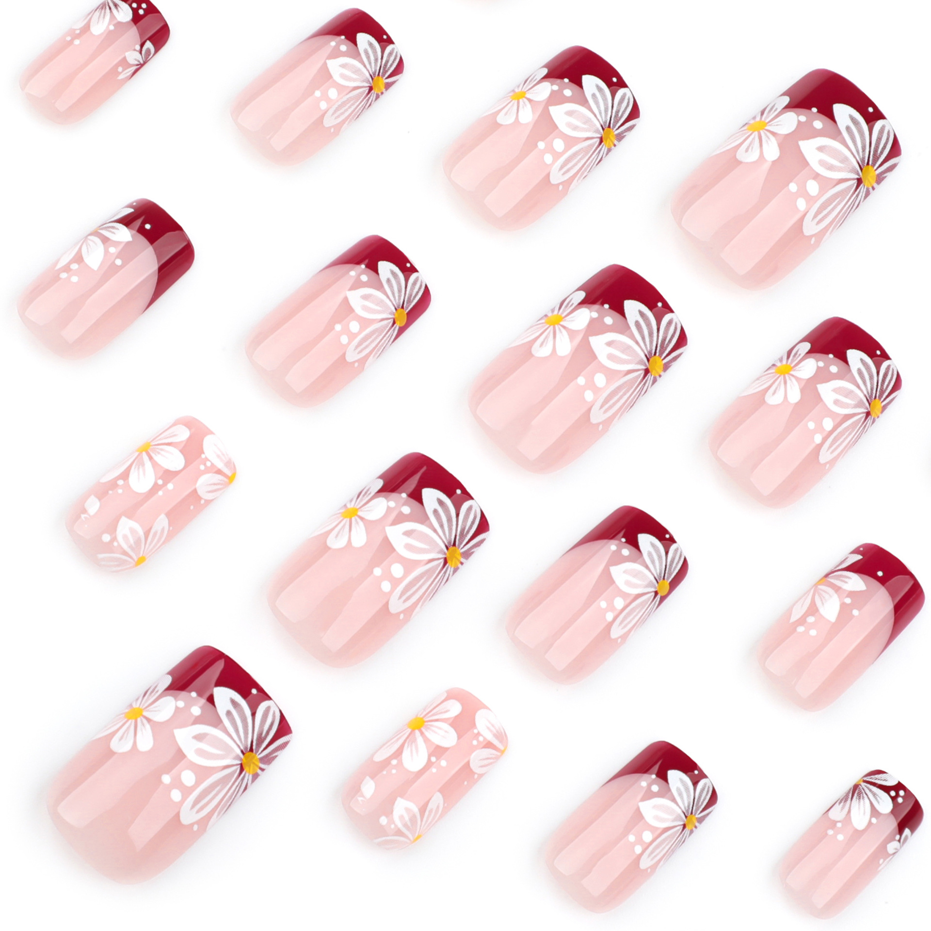 Daisy French Tips Short Nails
