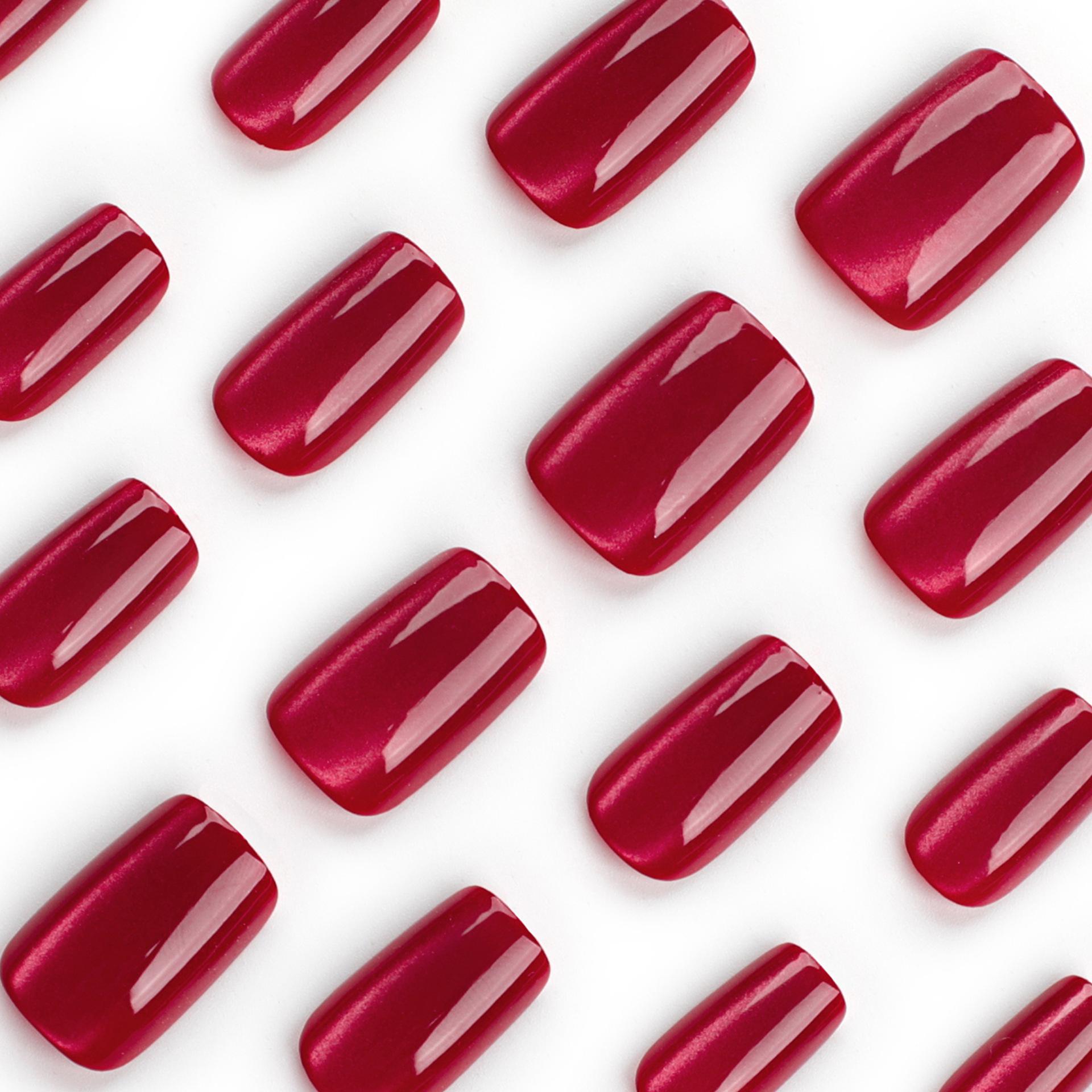 Wine Red Cat Eyes Valentine's Day Medium Nails