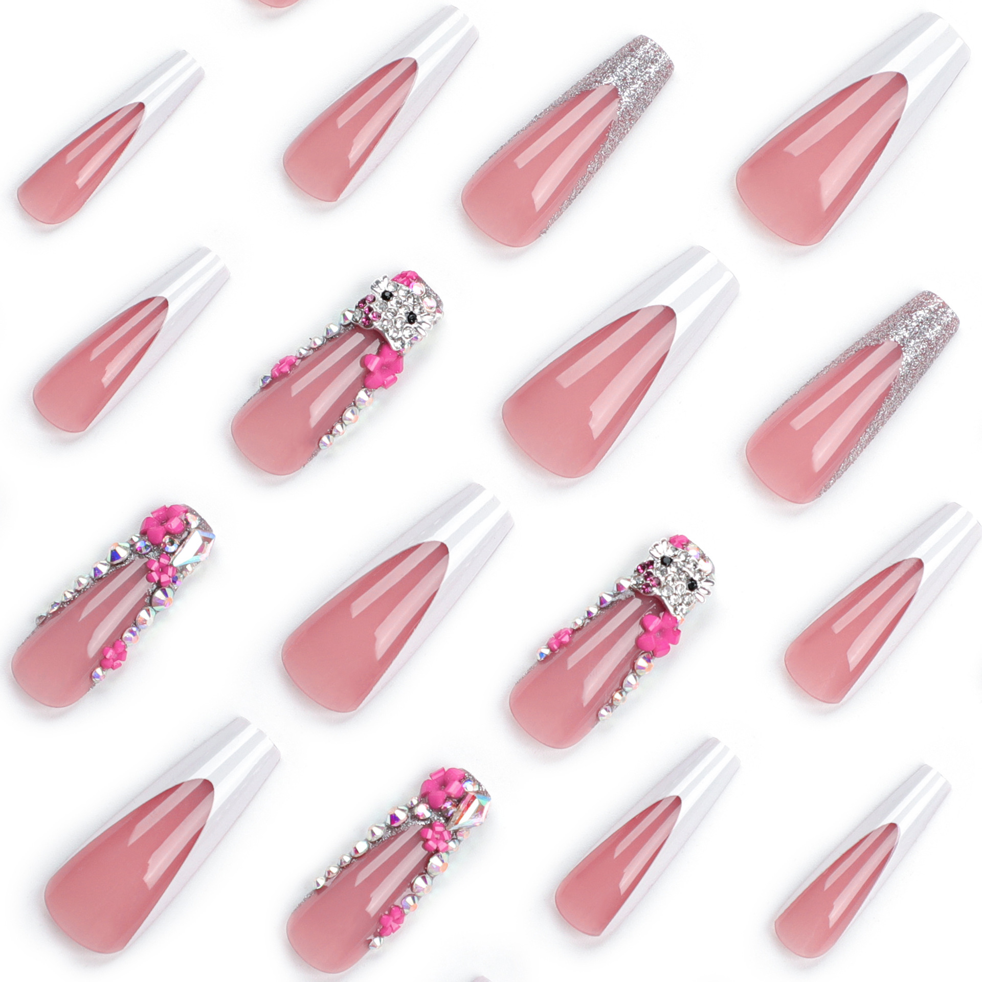 Diamond Cat Long Nails