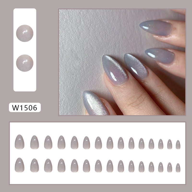 Grey Cat Eye Medium Nails