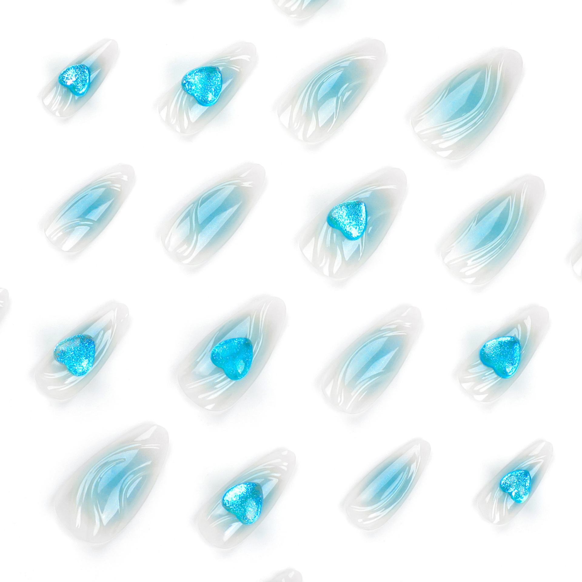 3D Blue Love Medium Nails