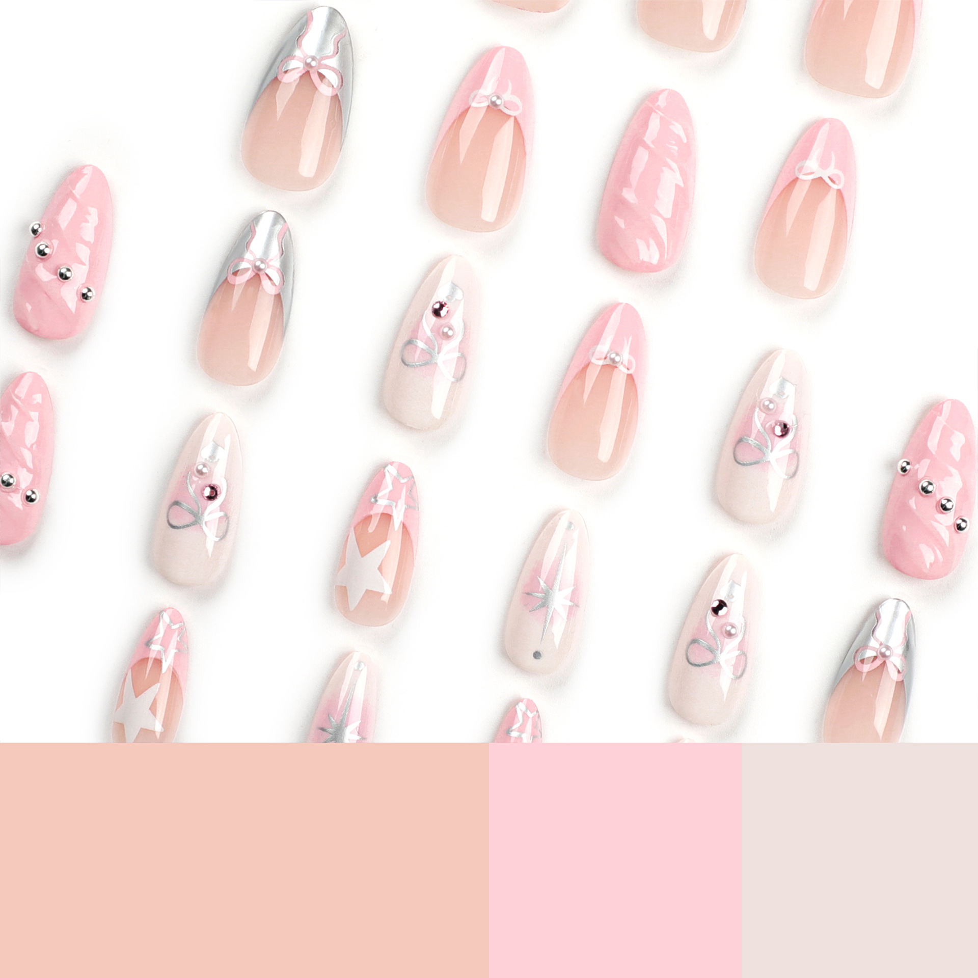 Embossed bow Medium Nails