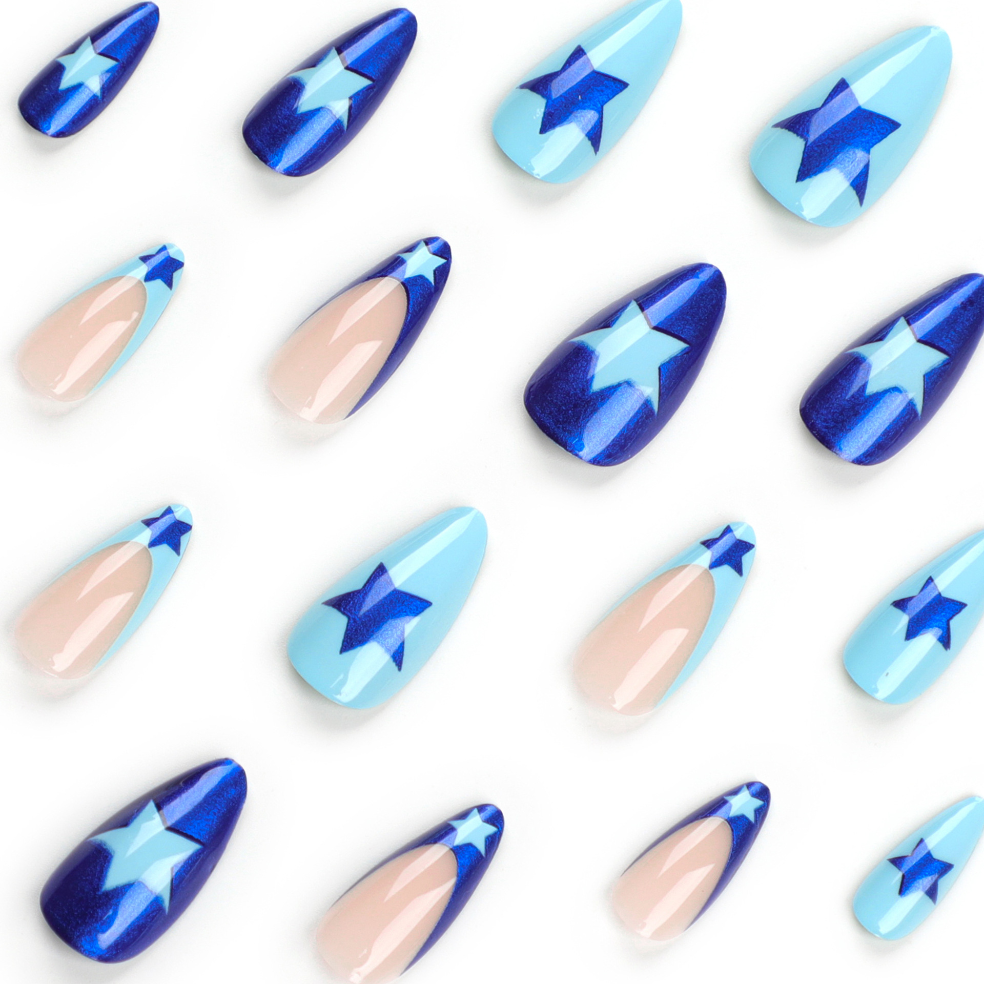Blue star medium nails