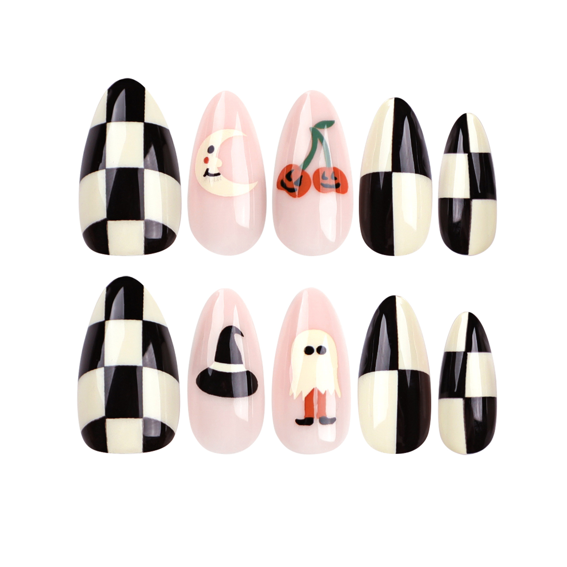 Halloween Checkerboard Medium Nails