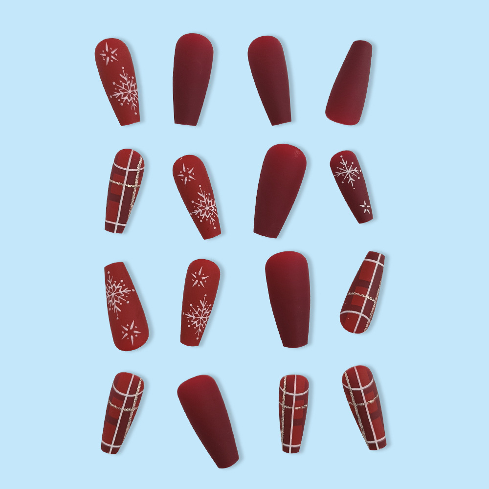 Matte plaid Christmas nails