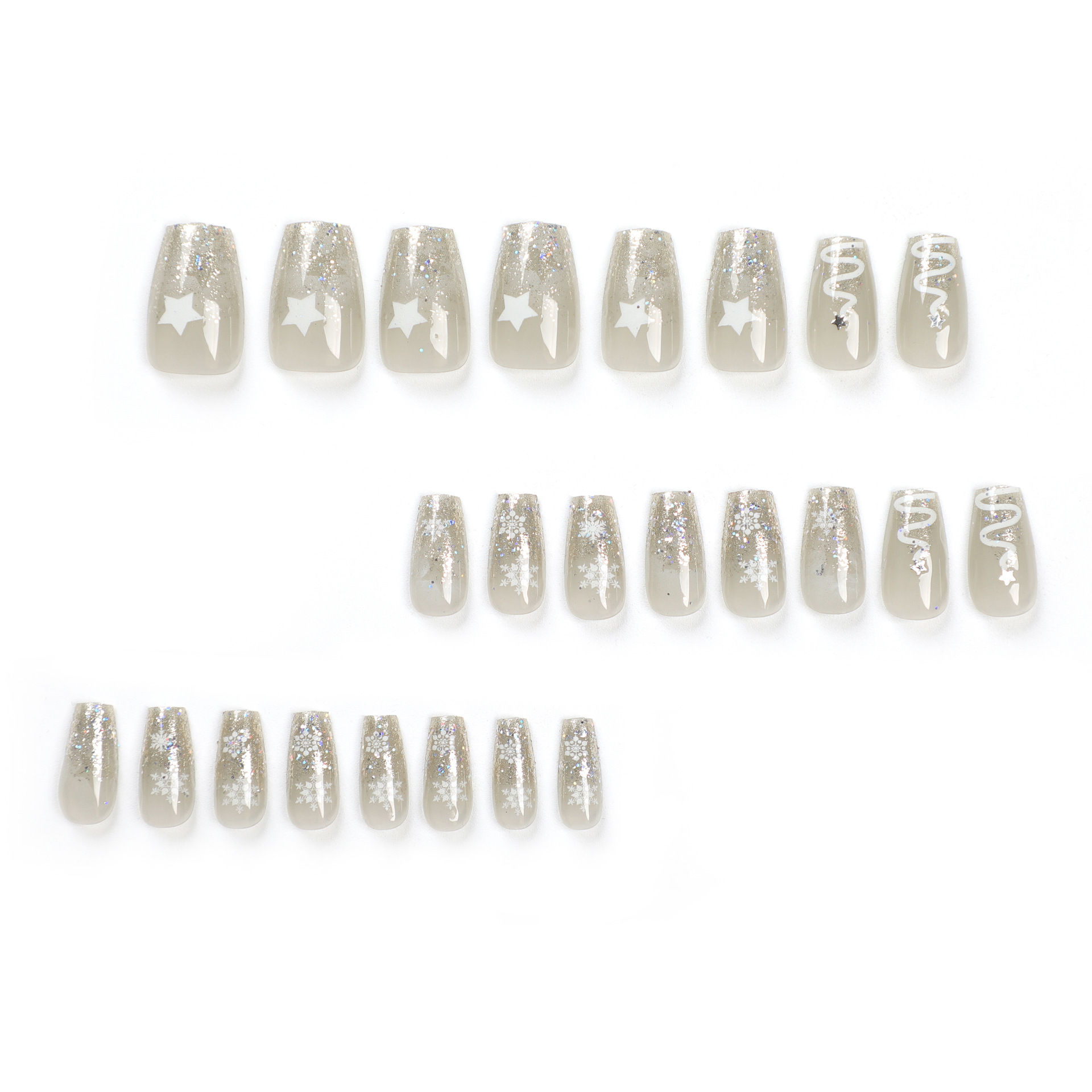 Glitter snowflake Christmas nails