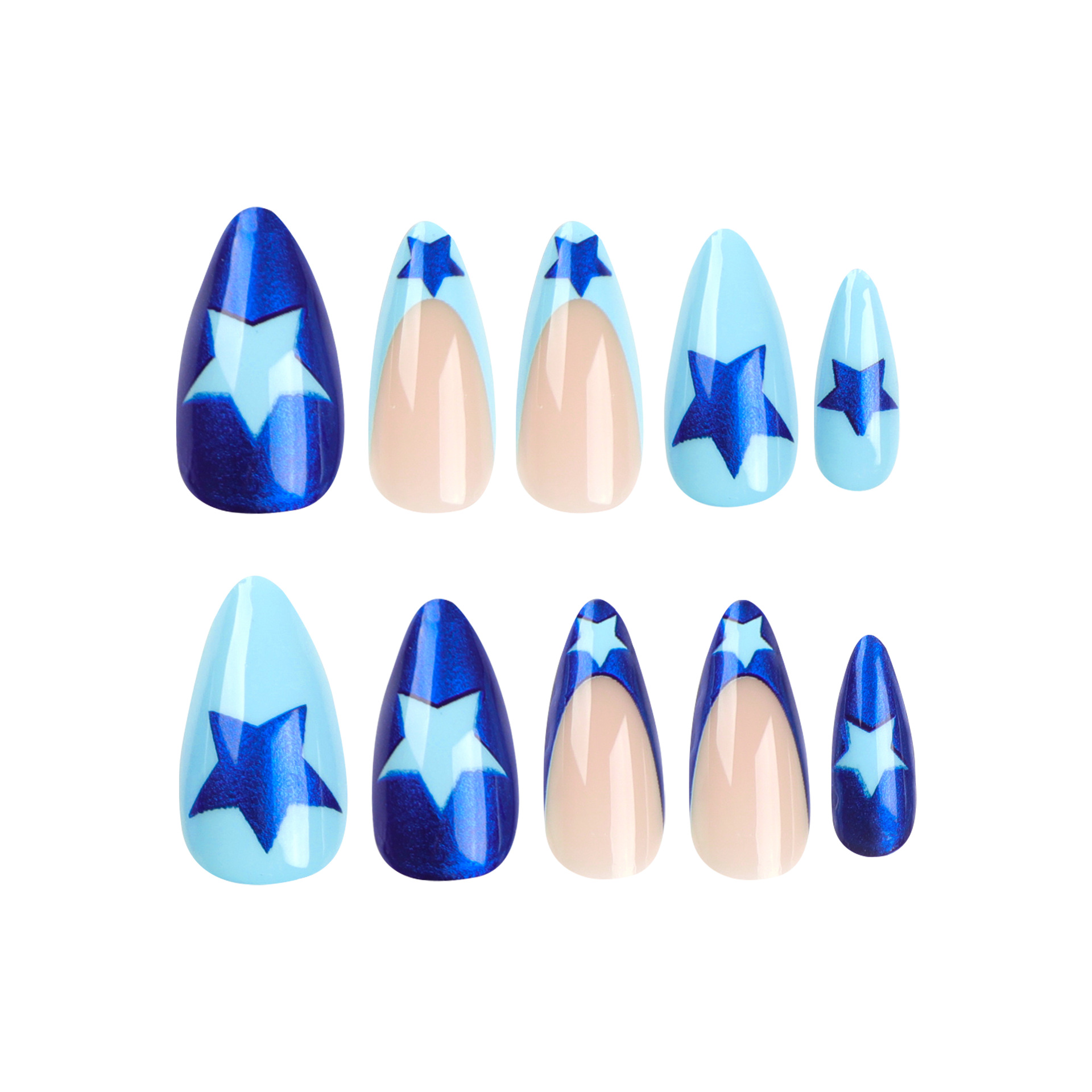 Blue star medium nails