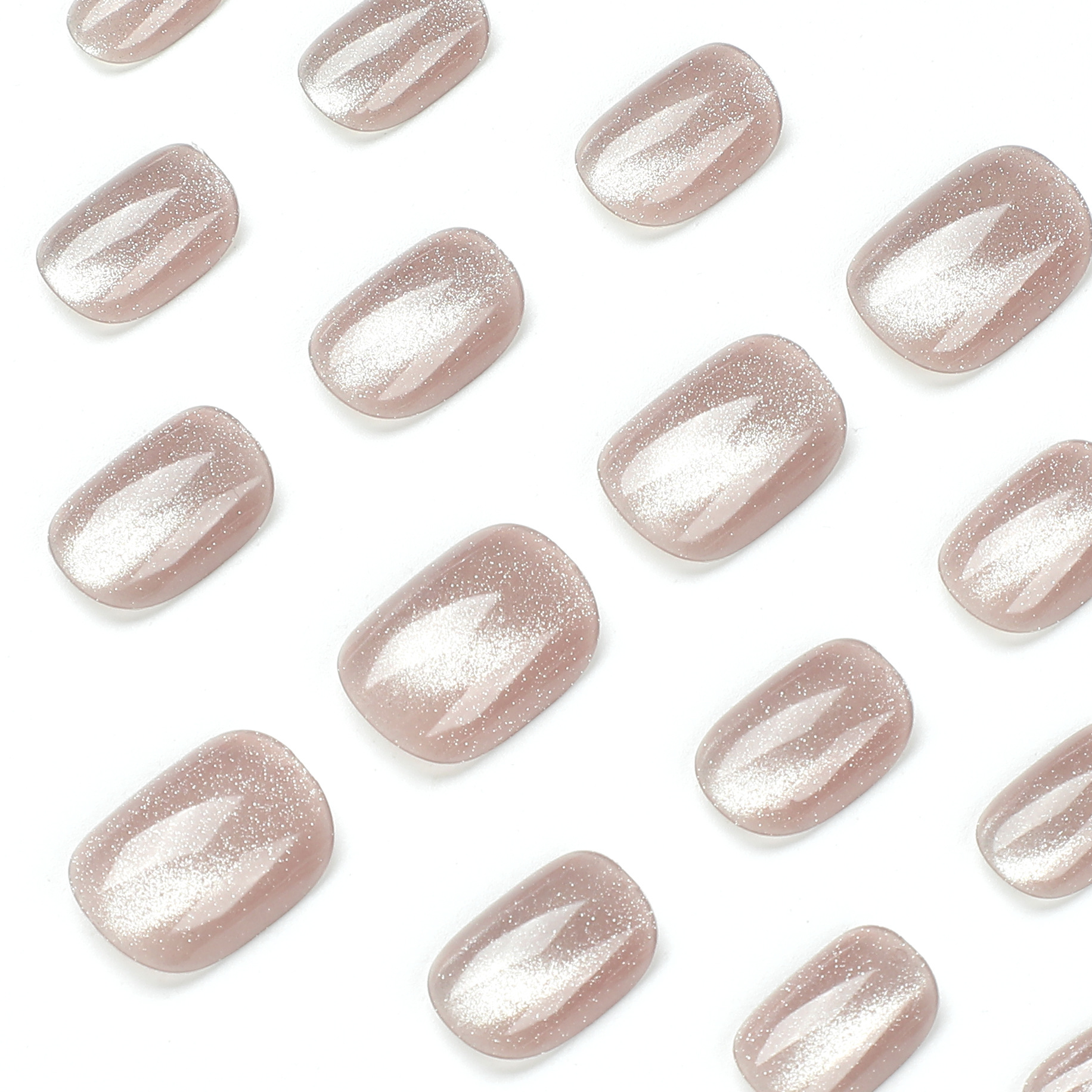 Champagne cat eye Short Nails
