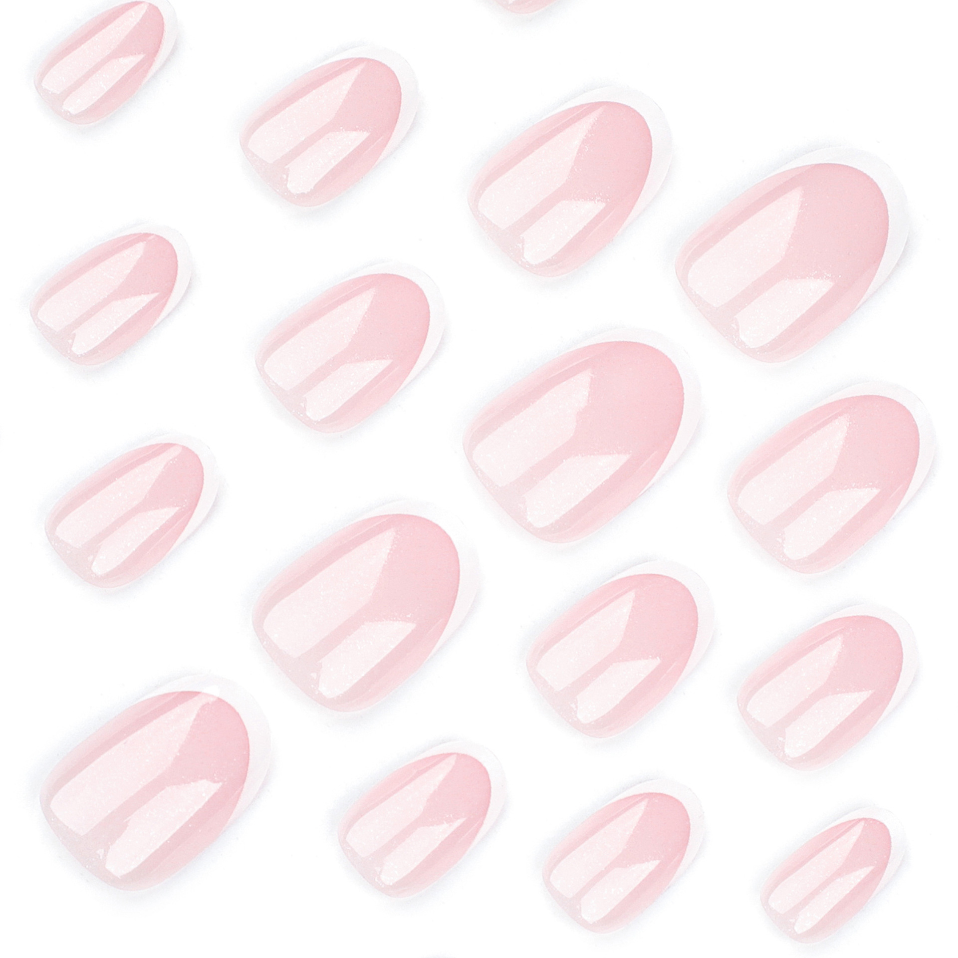 Glitter Classic French Short Nails