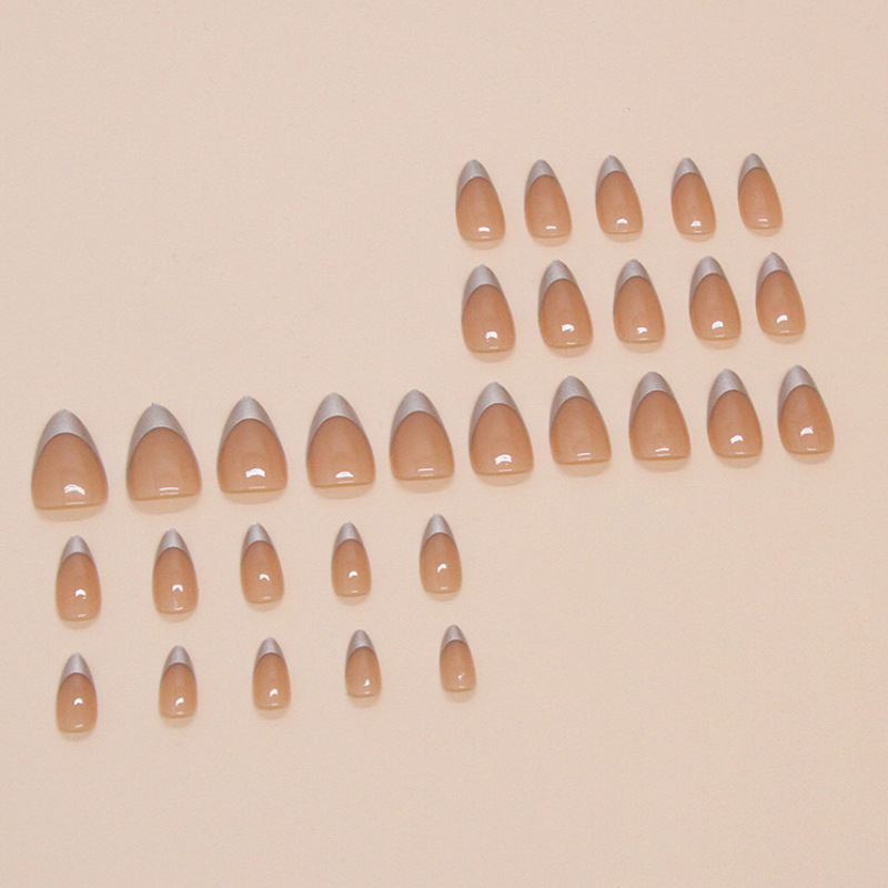 Silver French Medium Nails