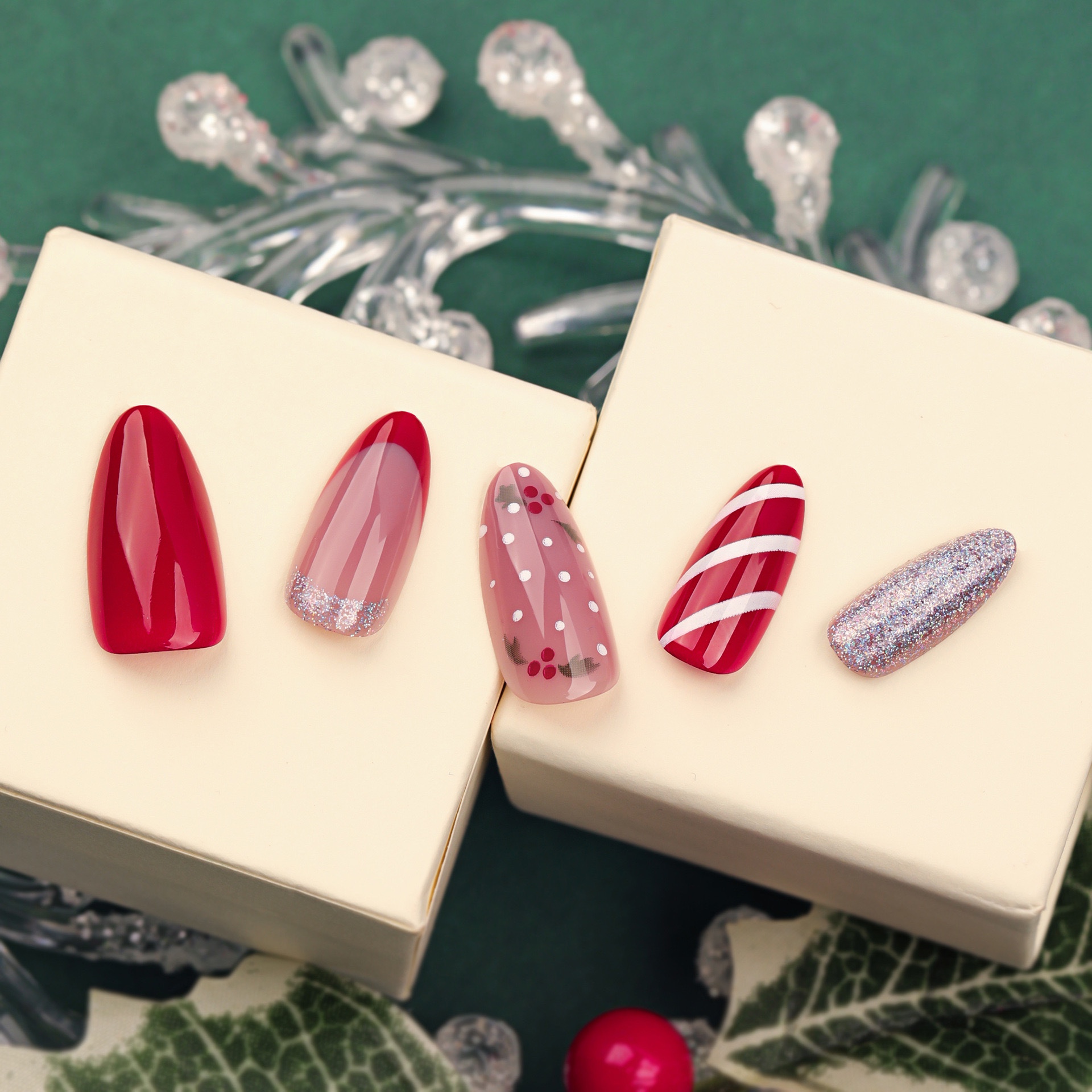 Christmas Candy Medium Nails