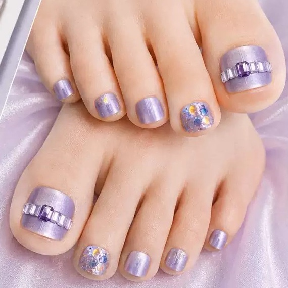 Lavender Diamond Toe Nails 32pcs