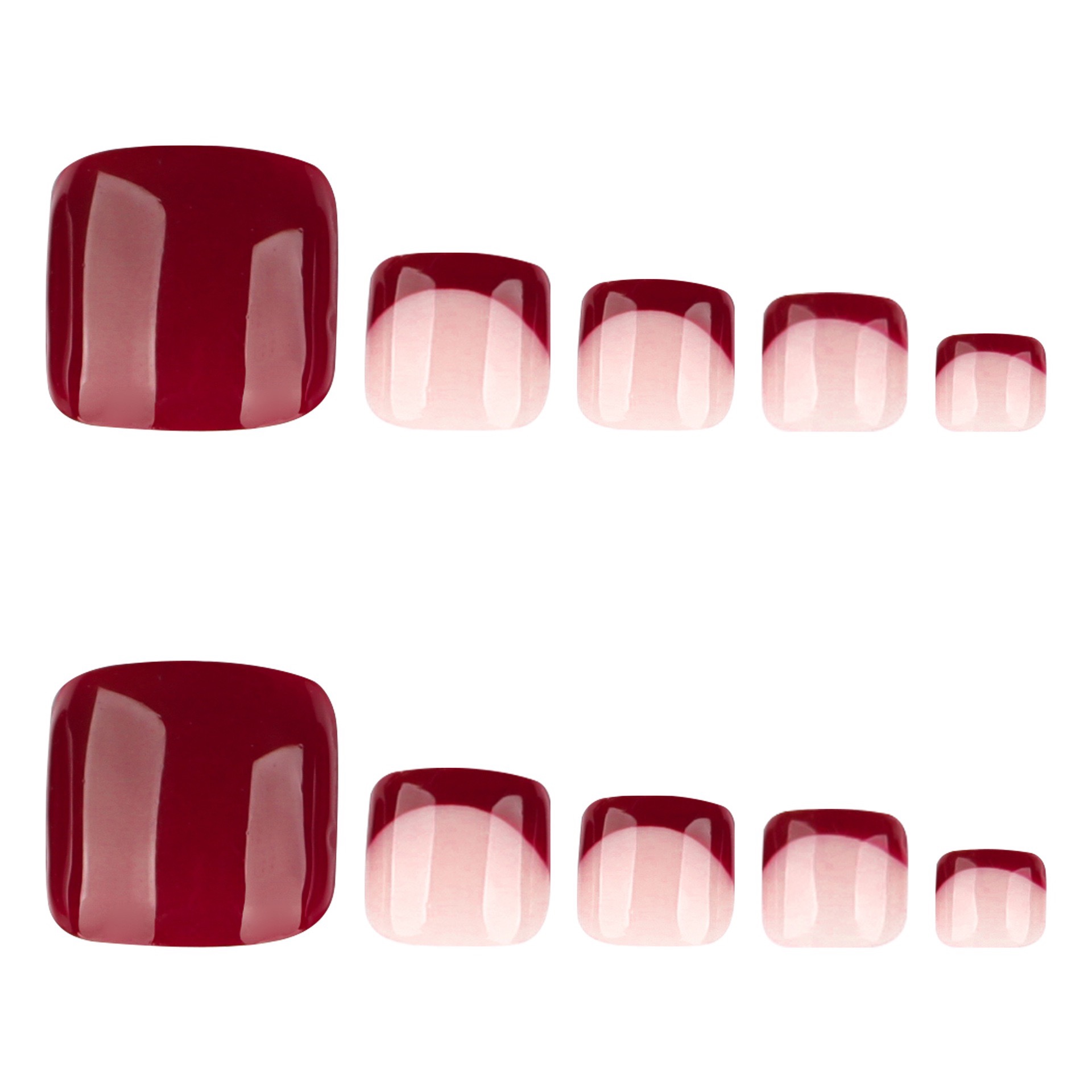 Cherry French Tips Toe Nails