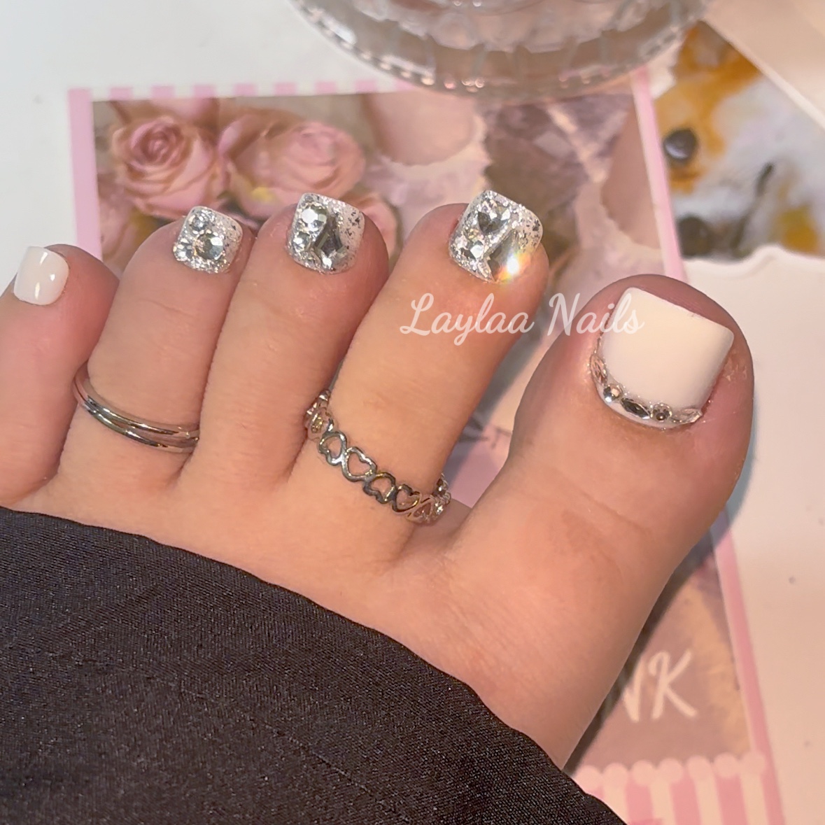 White Diamond Toenails 42pcs