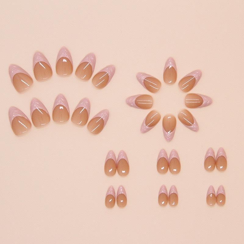 3D Pink French Medium Nails