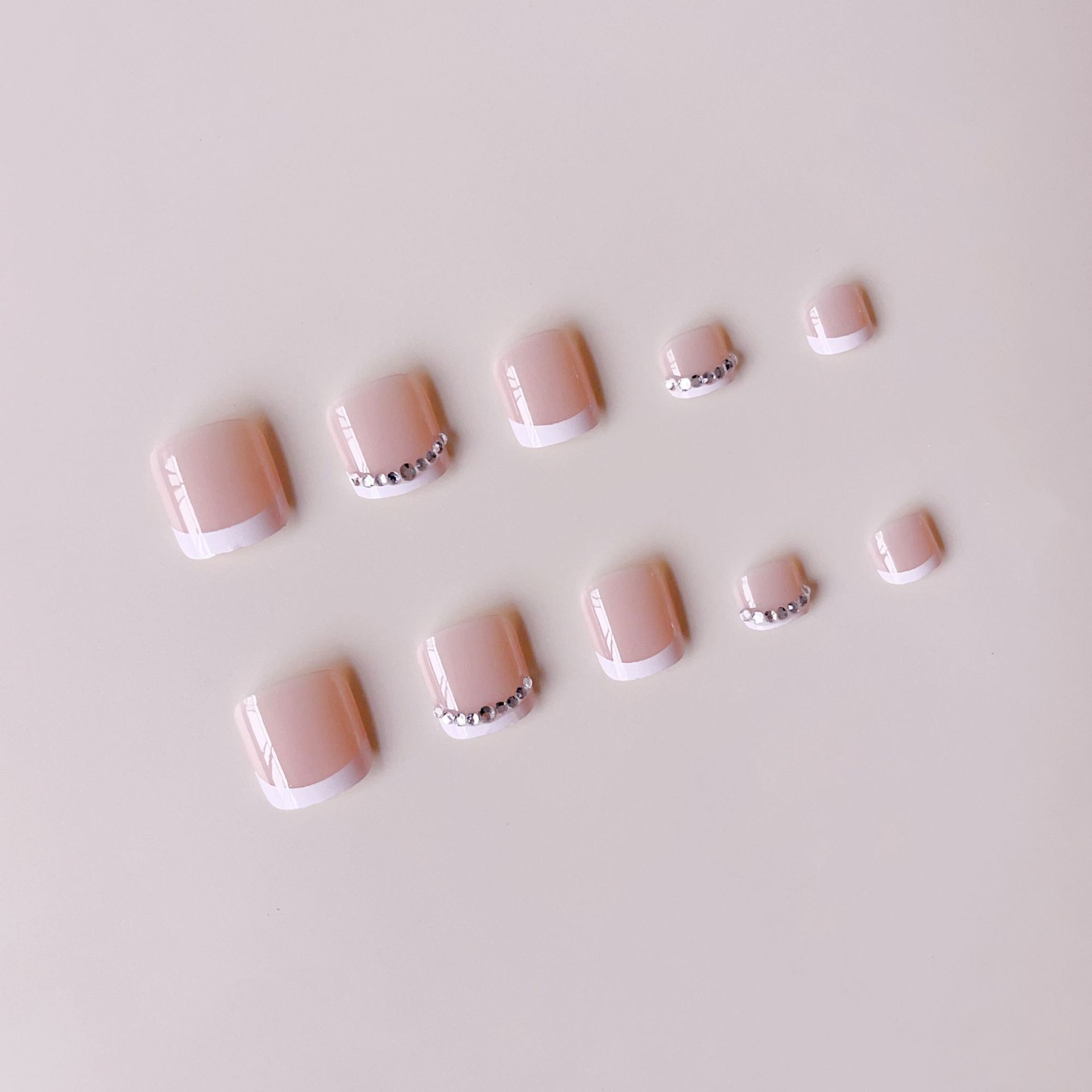 Diamond French Tips Toe Nails