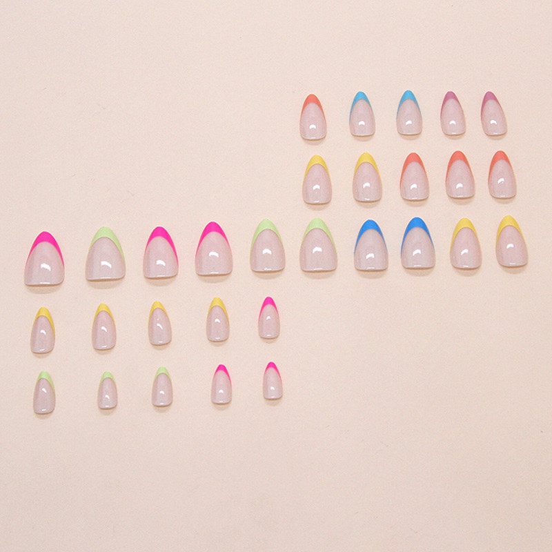 Rainbow French Tip Medium Nails