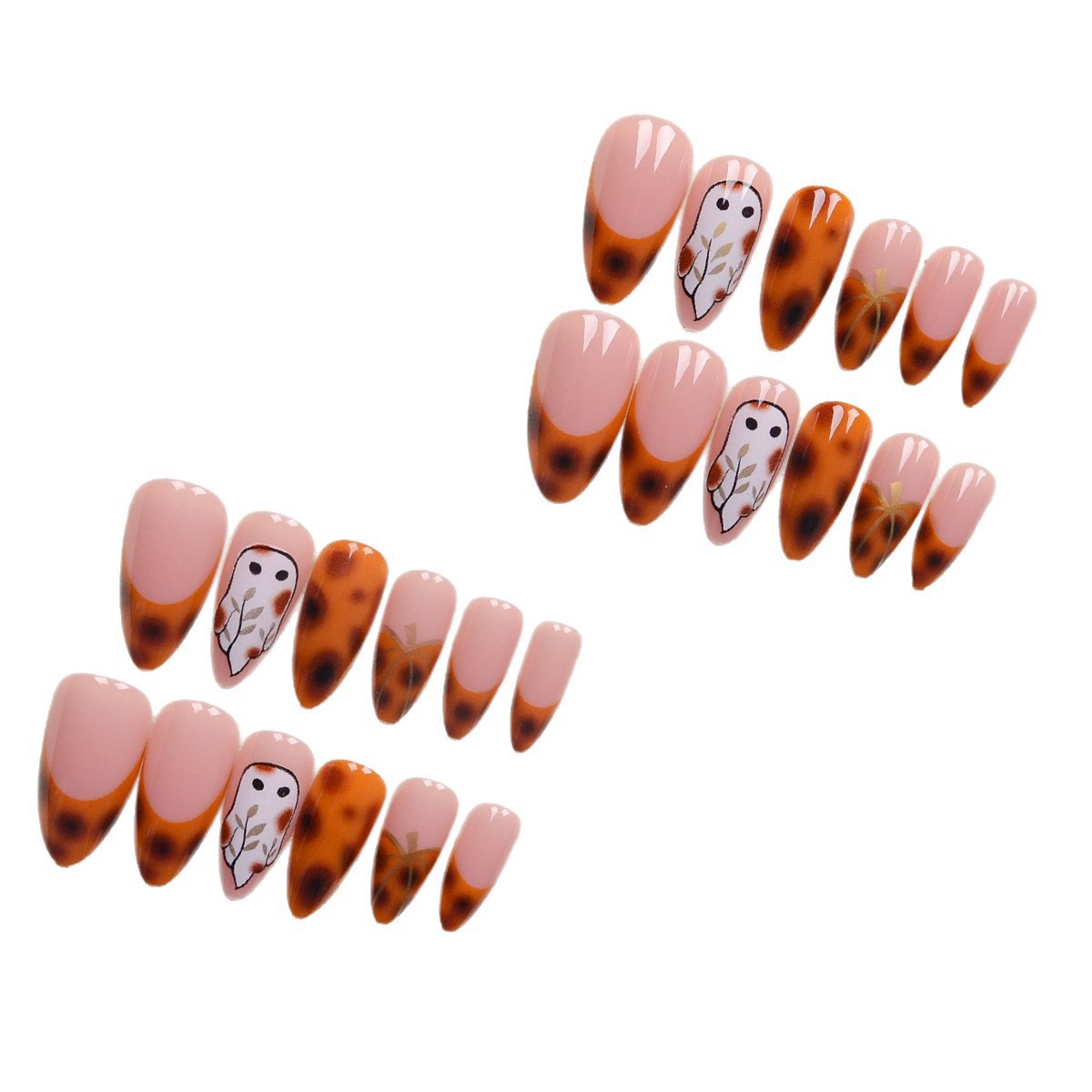 No-Face Pumpkin Halloween Nails