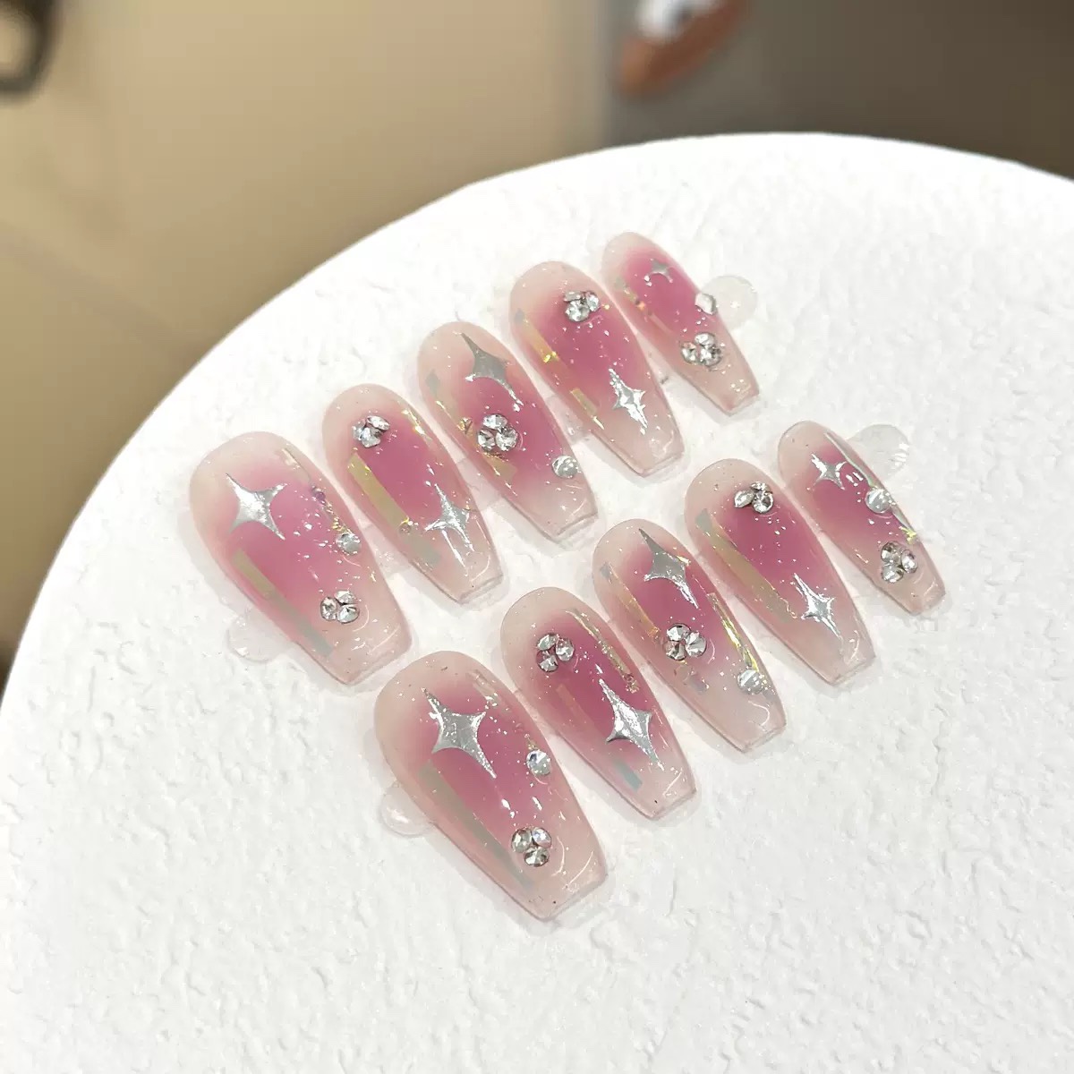Aurora Blusher Handmade Stars nails