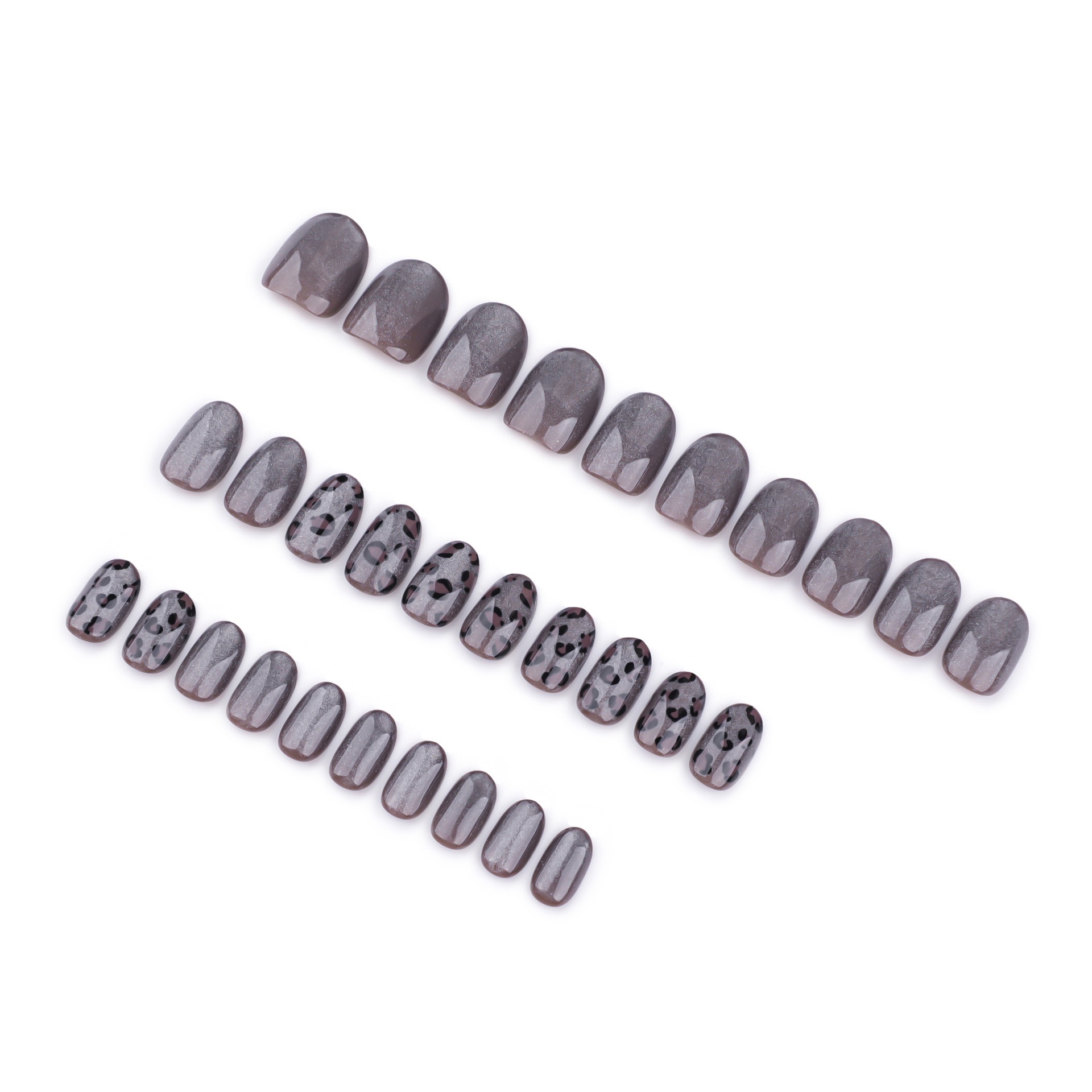 Dark Grey Leopard print Short Nails