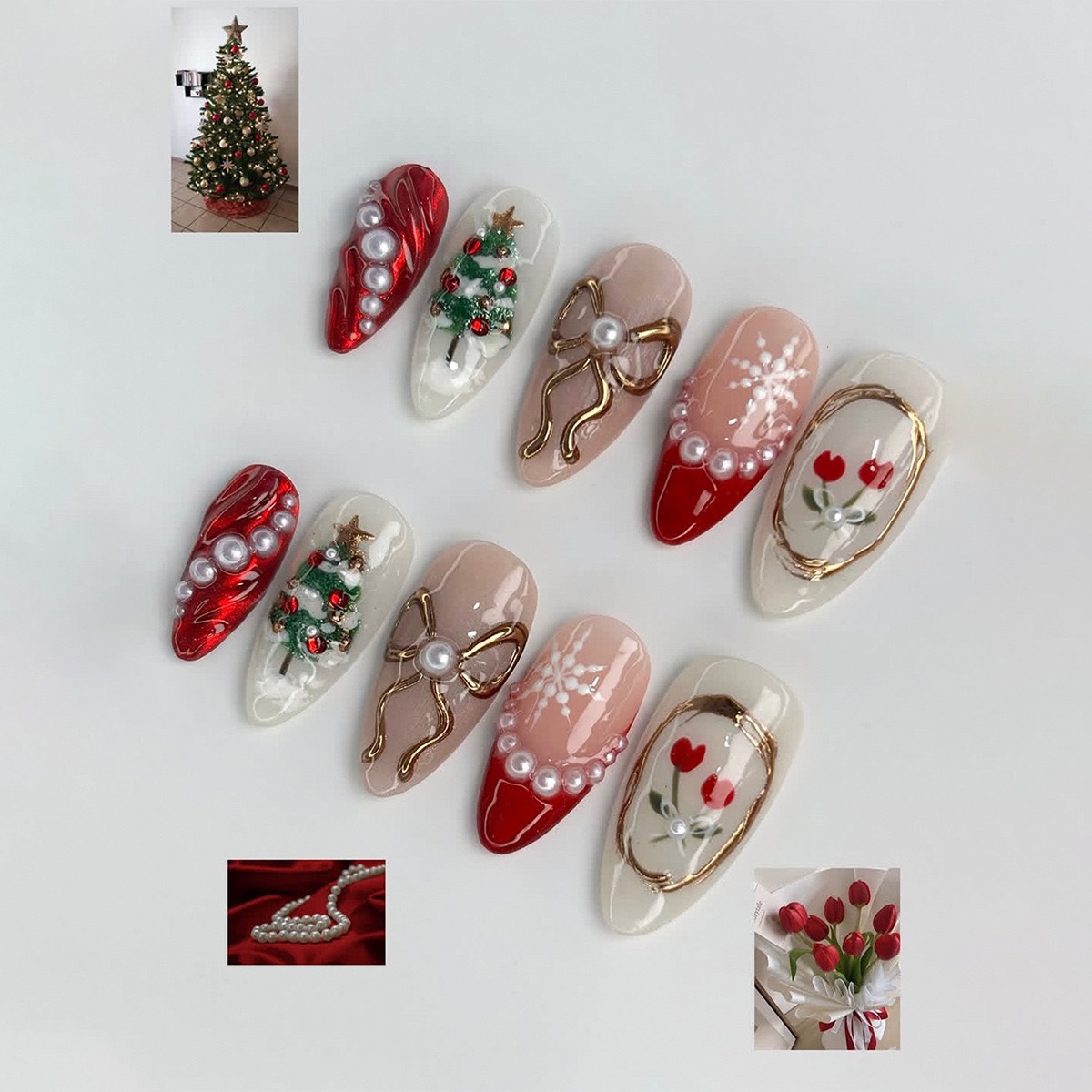 3D Christmas Medium Nails