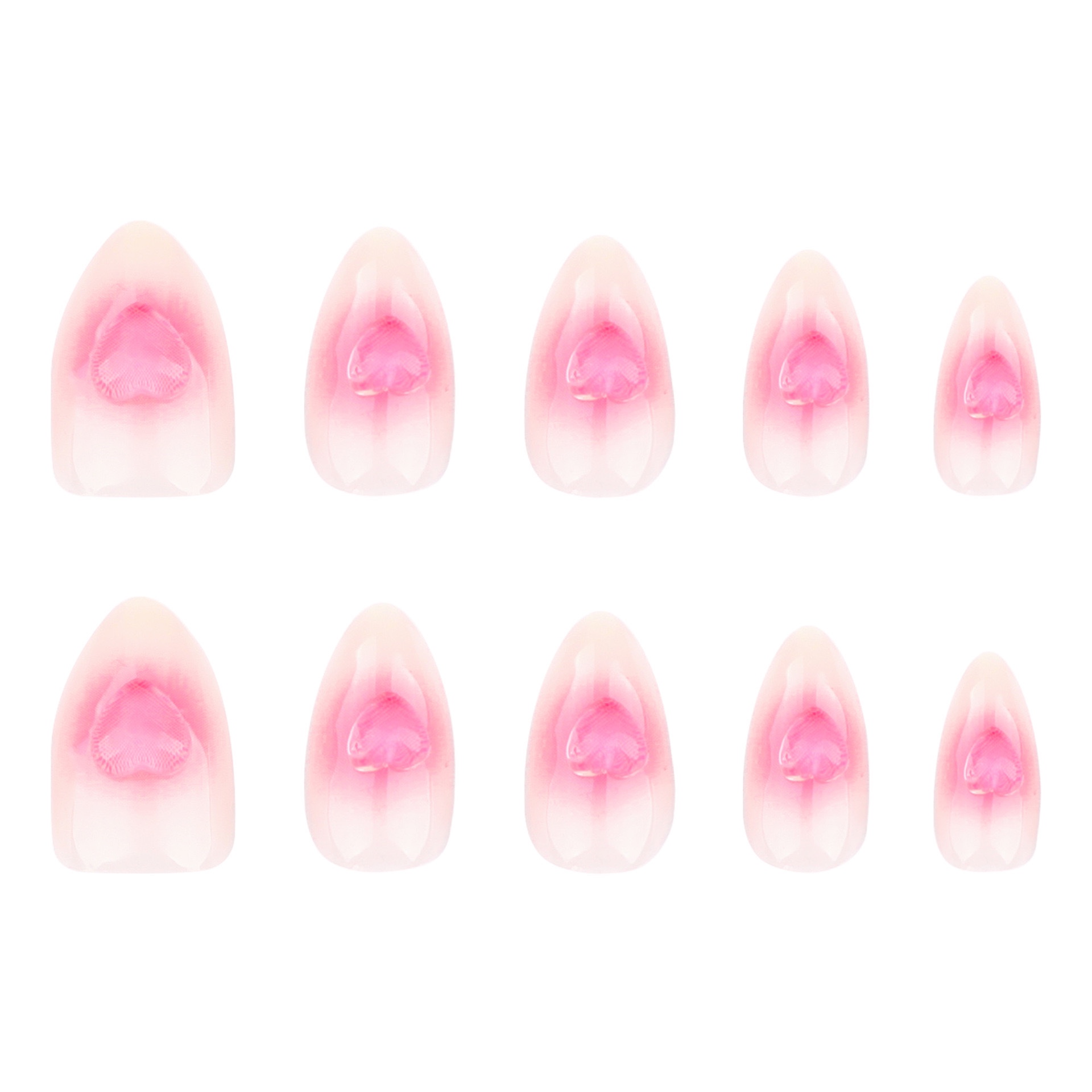 3D Pink Heart Medium Nails