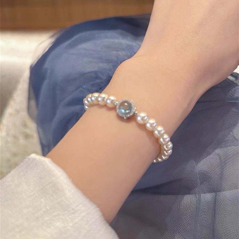 Blue Crystal Pearl Bracelet