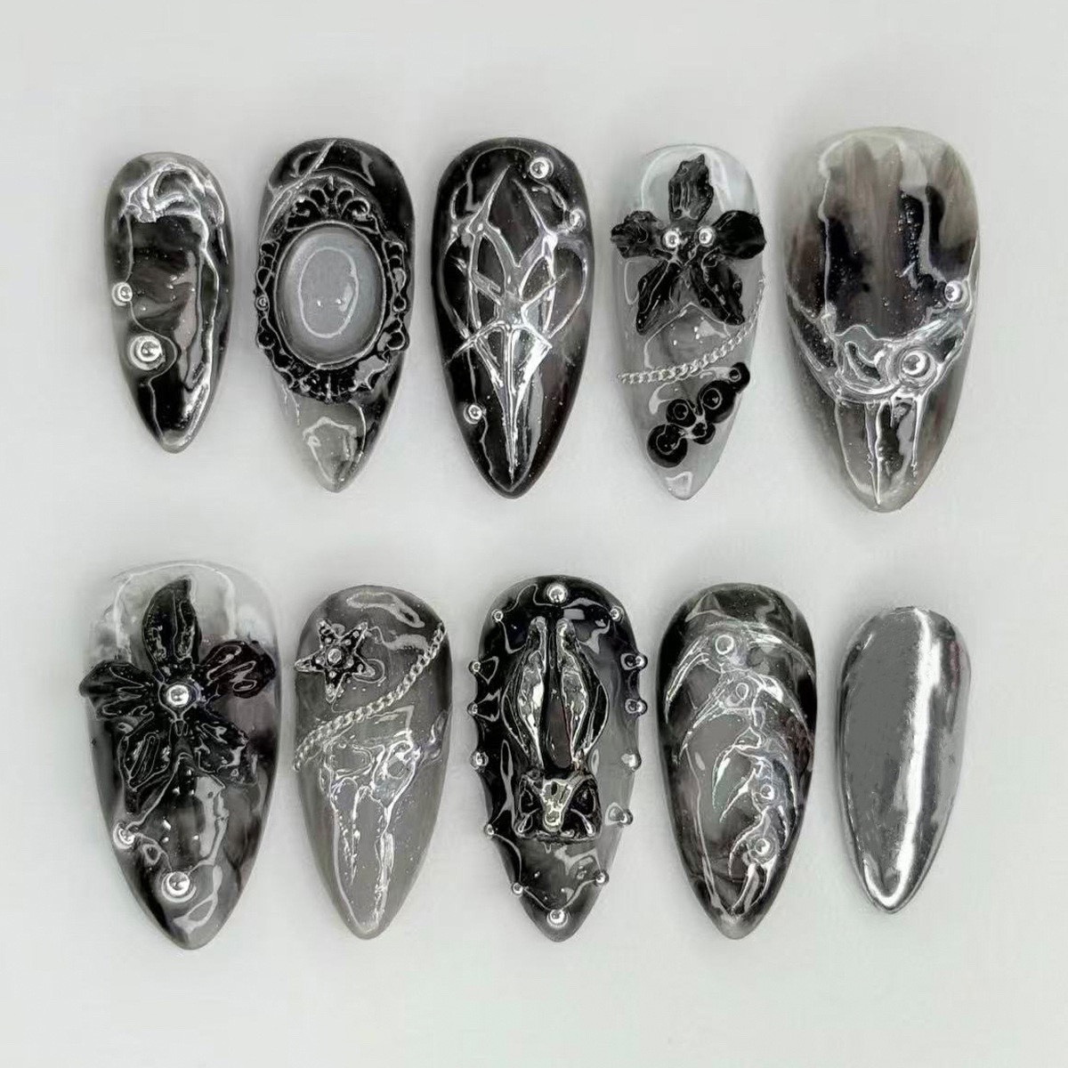 Gothic Black Medium Nails