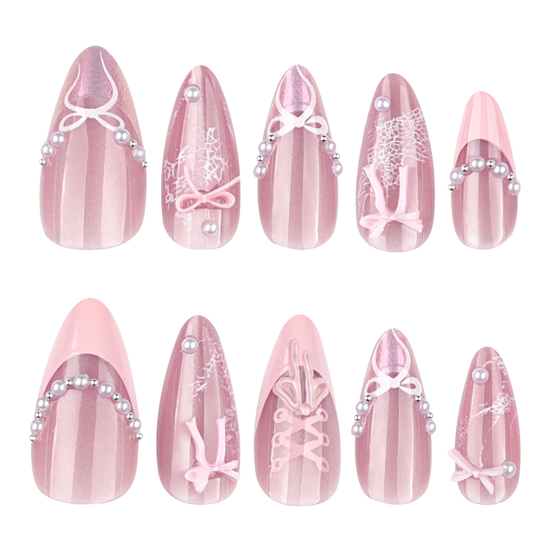 Elegant Ballet Shoes Tips Medium Nails
