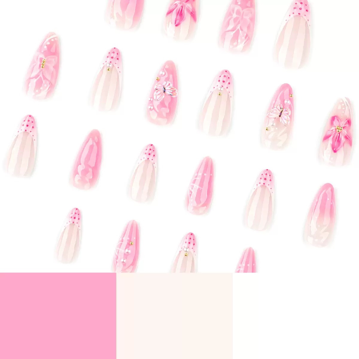 3D Pink Sea Medium Nails
