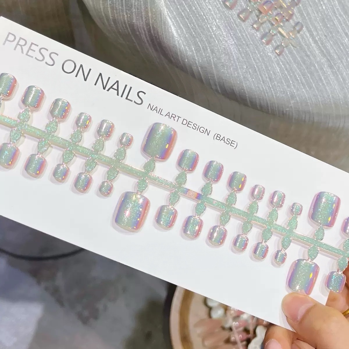 Aurora Glitter Press On Toenails 42Pcs