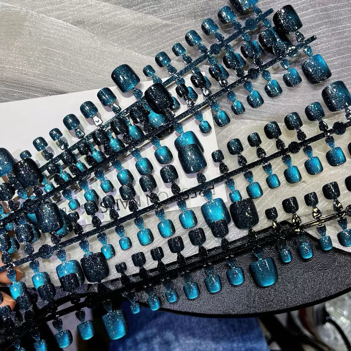 Blue Galaxy Press On Toenails 42pcs