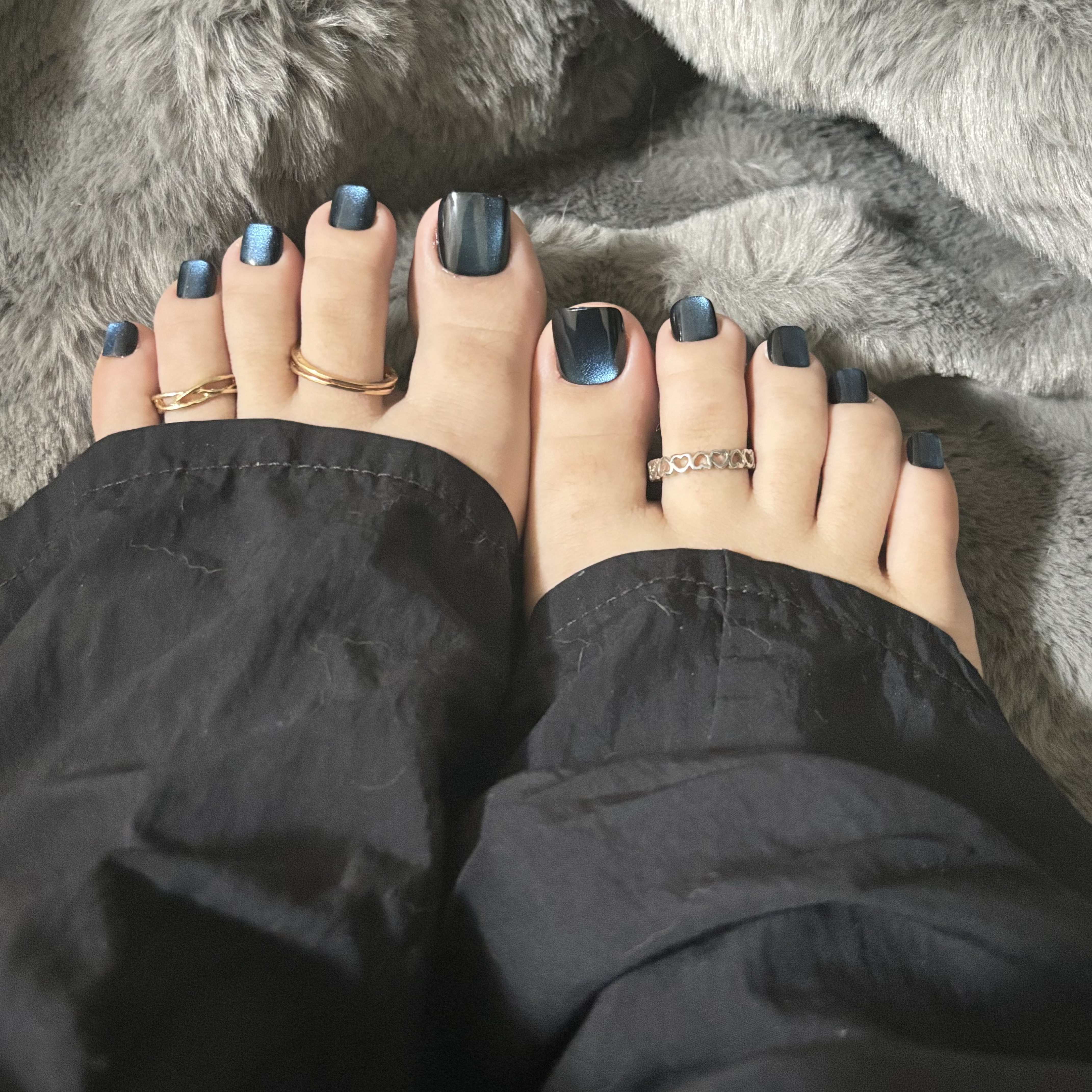 Jeans Blue Cat Eyes Press On Toenails