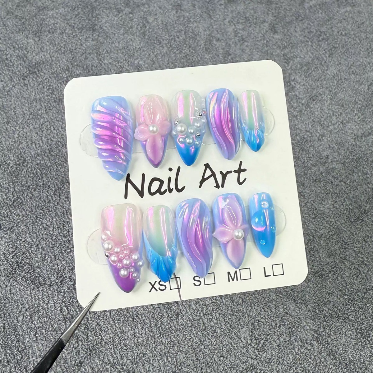 3D Aurora Purple Lines Handmade nails
