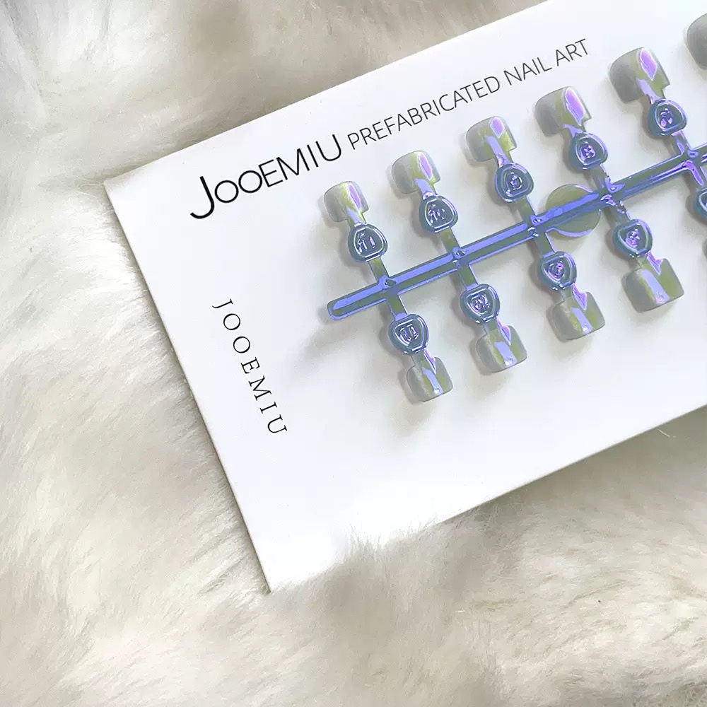 Aurora Blue Press on toenails