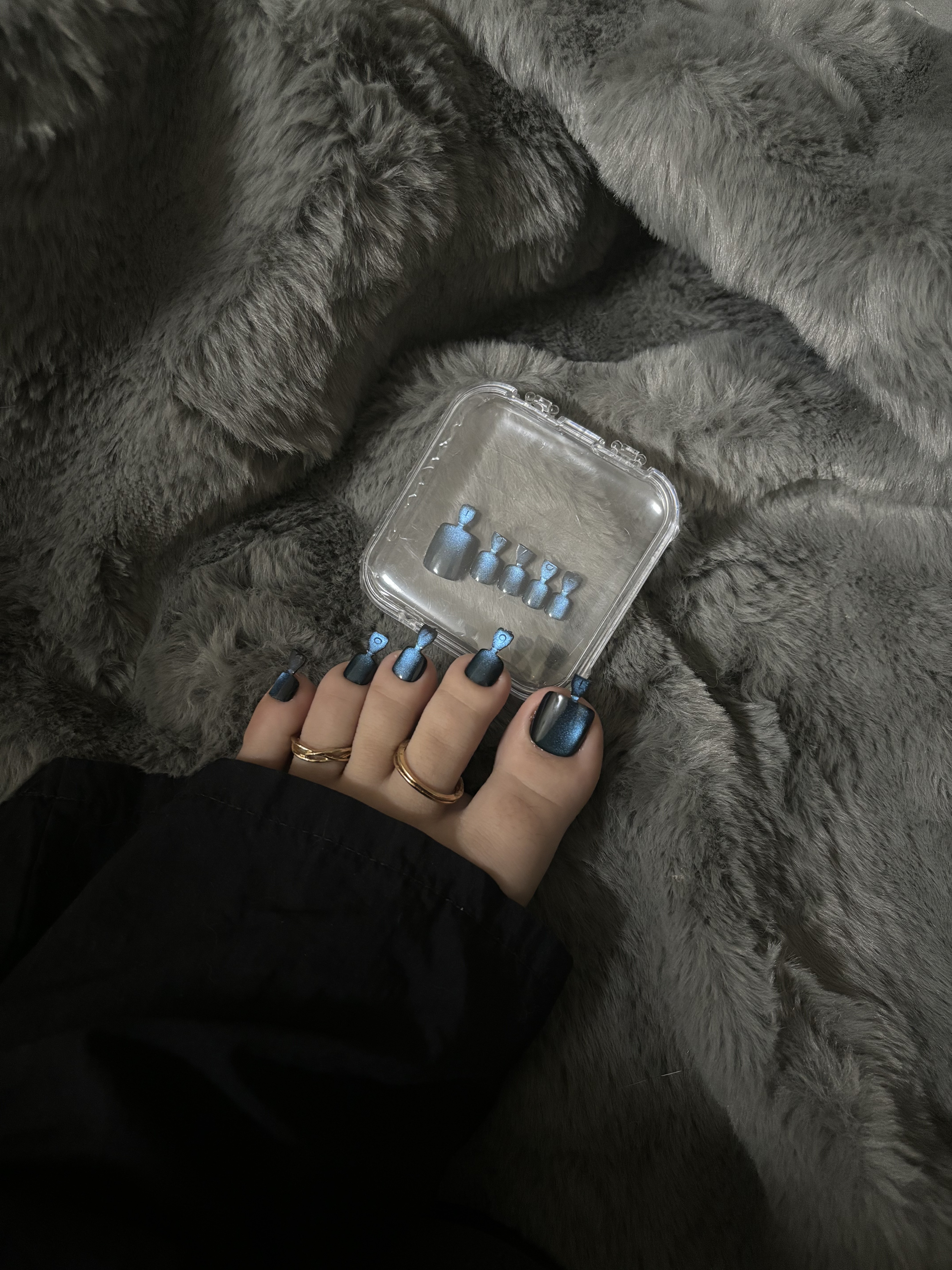 Jeans Blue Cat Eyes Press On Toenails