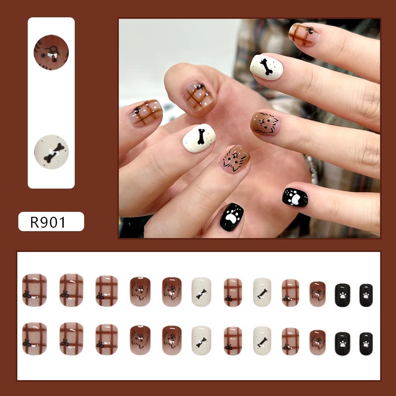 Cute Bone Short Nails