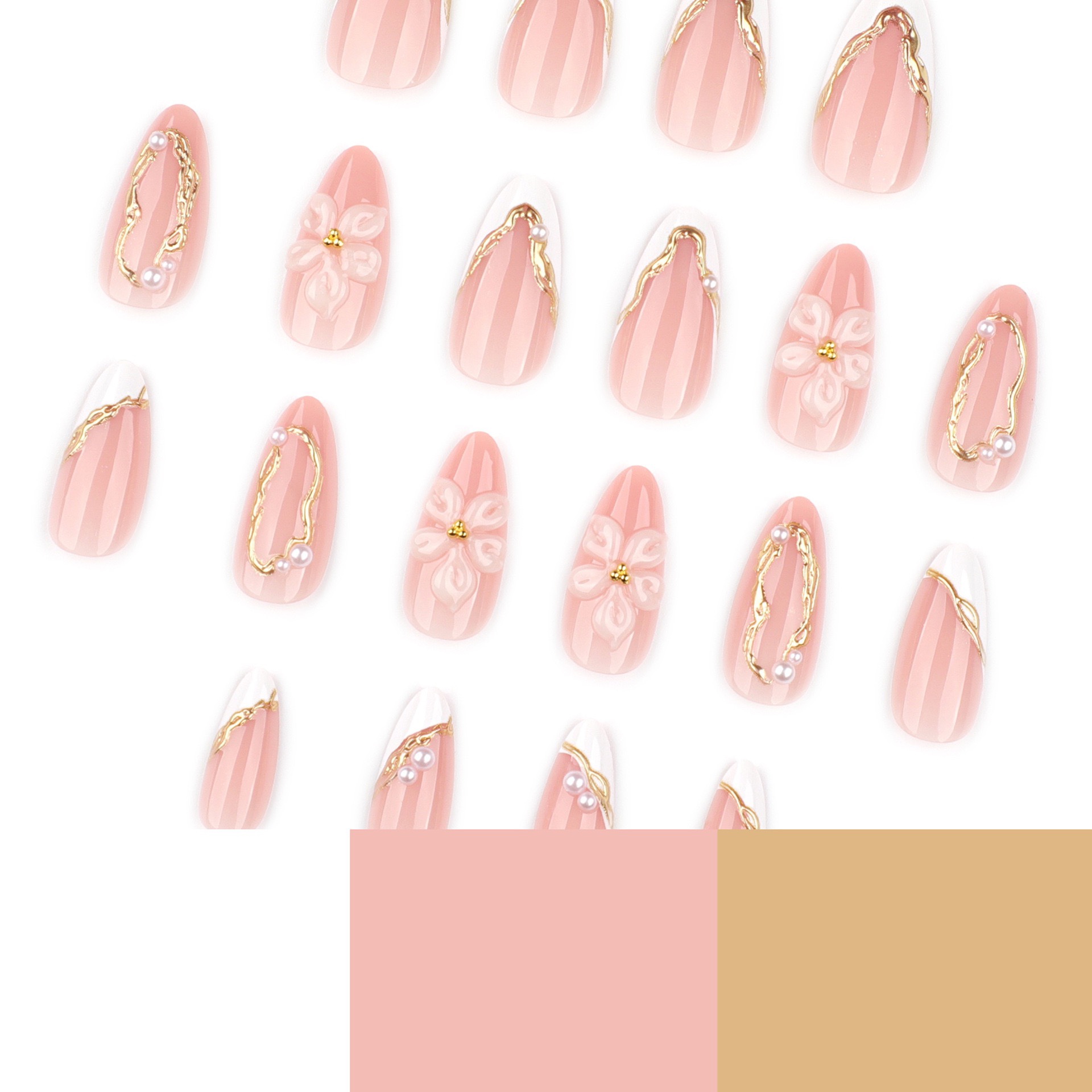 3D Golden Line Medium Nails