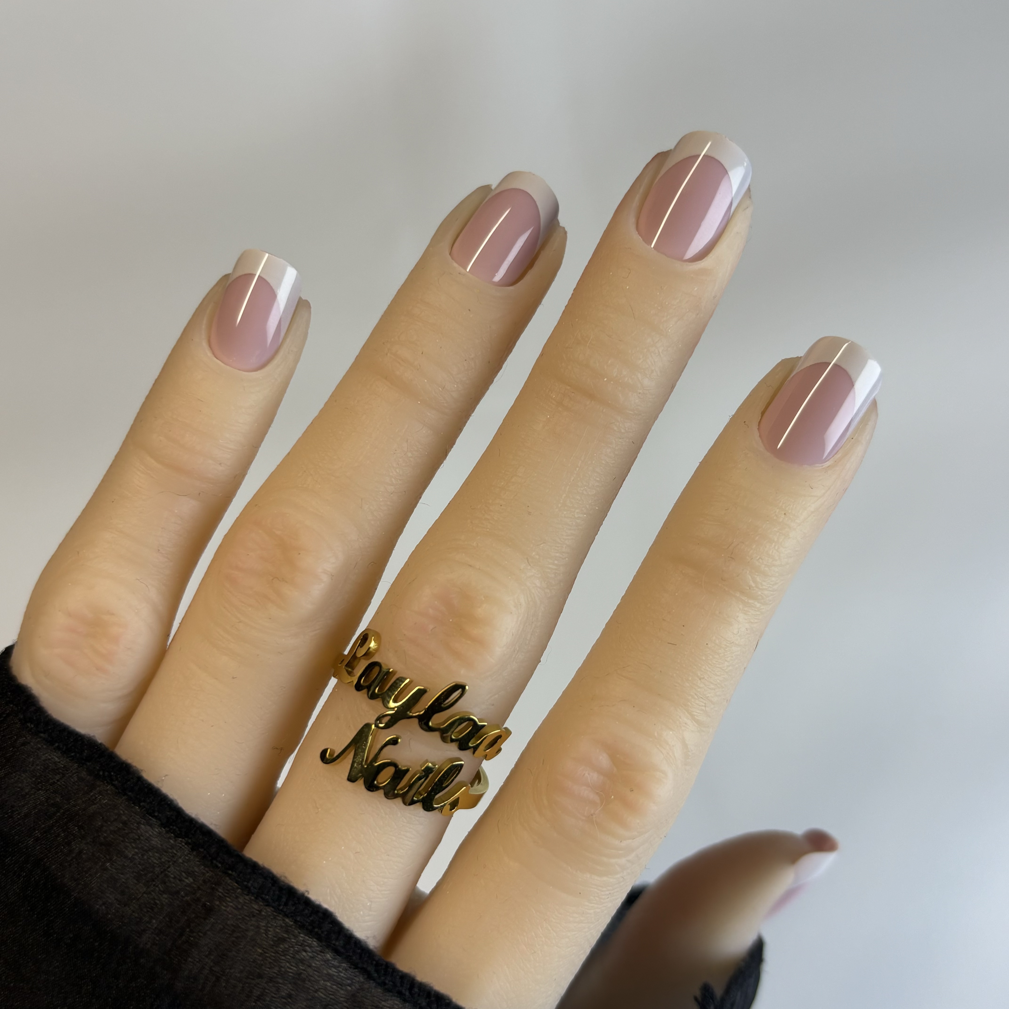 Classic square French Tip Short Nails
