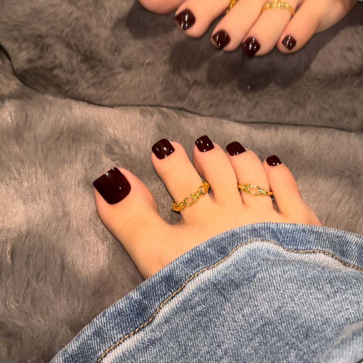 [Copy]Dark Wine Toe Nails