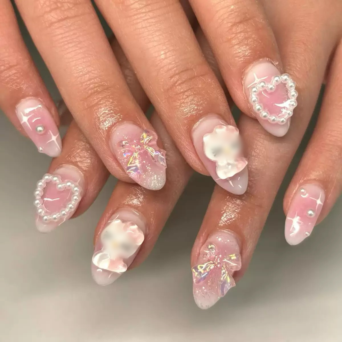 Pink Cute Cat Medium Nails