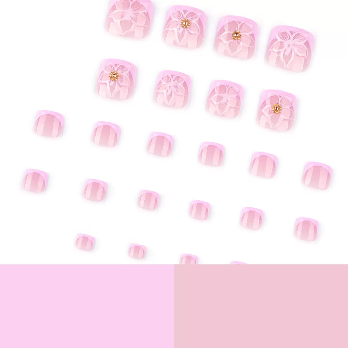 3D Pink Flowers Toe Nails