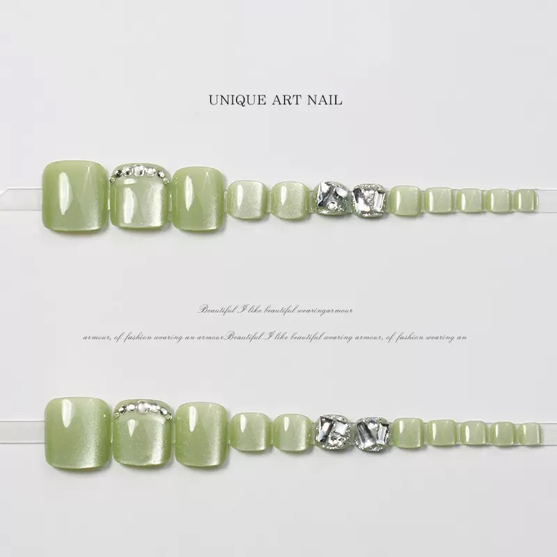 Yellow Green Press On Toenails