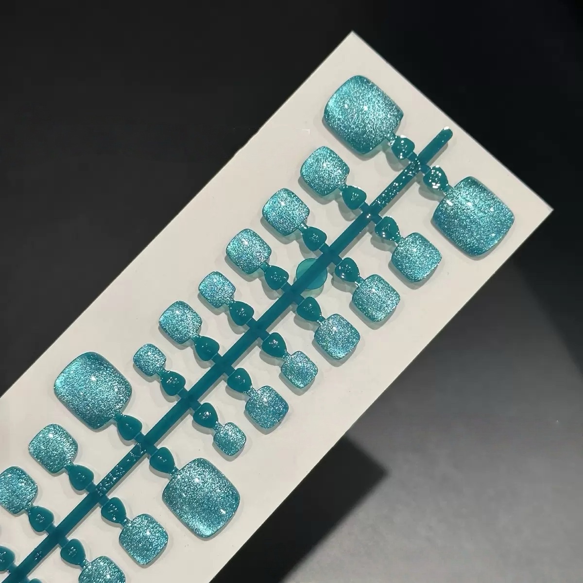 Peacock Blue Cat Eyes Toenails 42pcs