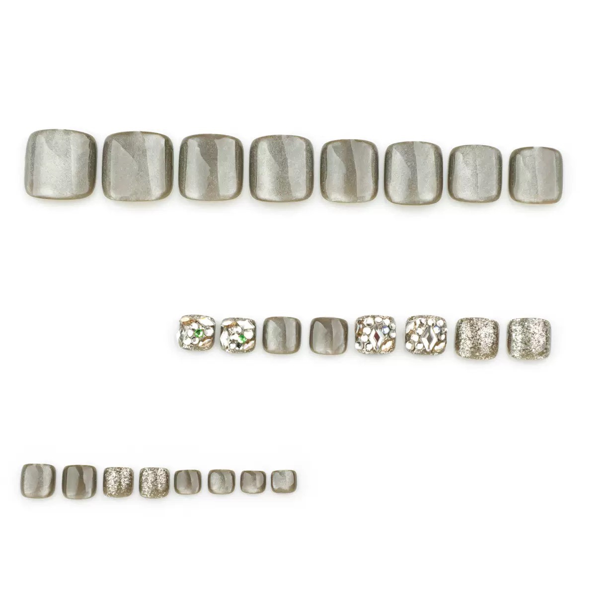 Glitter Grey Toe Nails