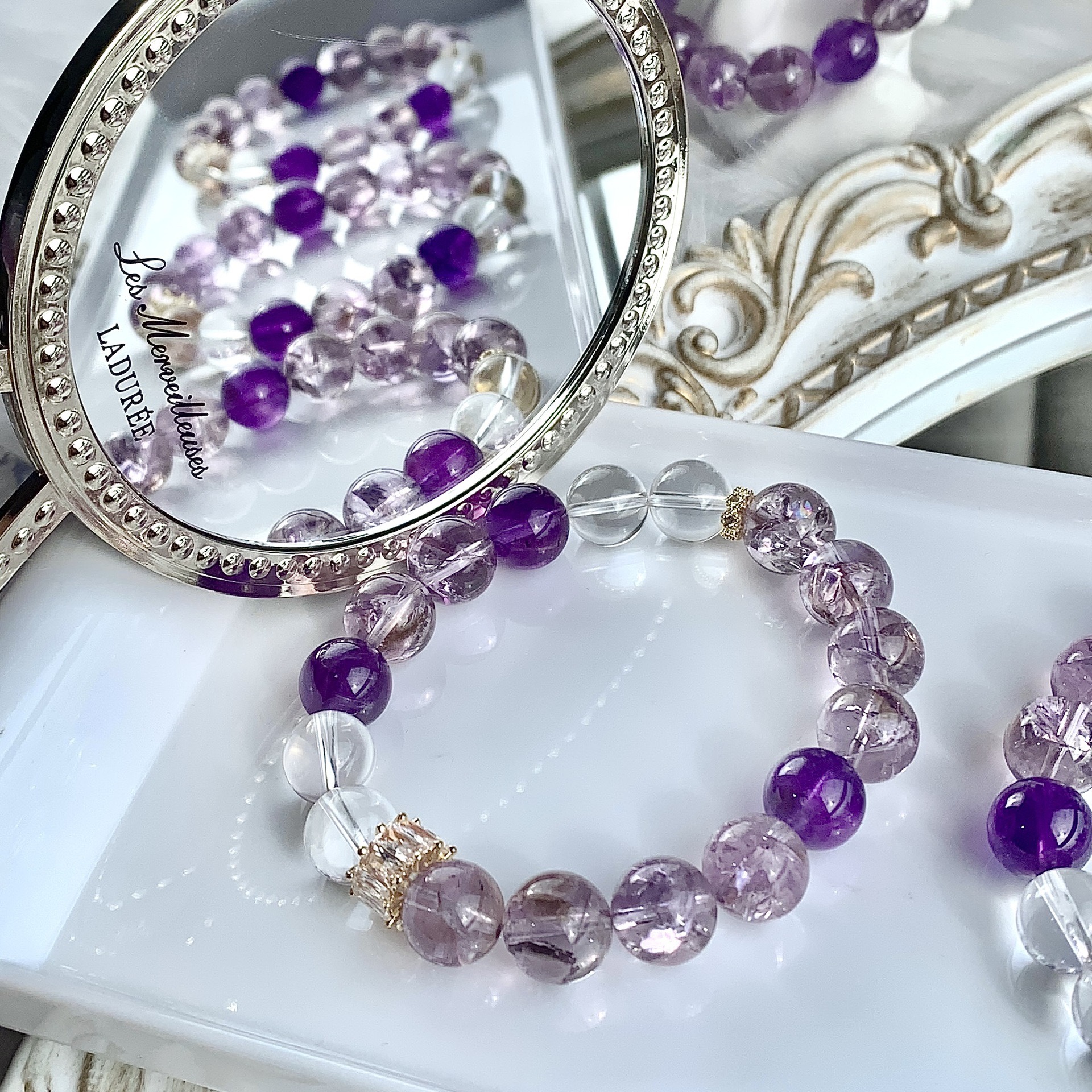 Bead Bracelet Natural Purple Stone