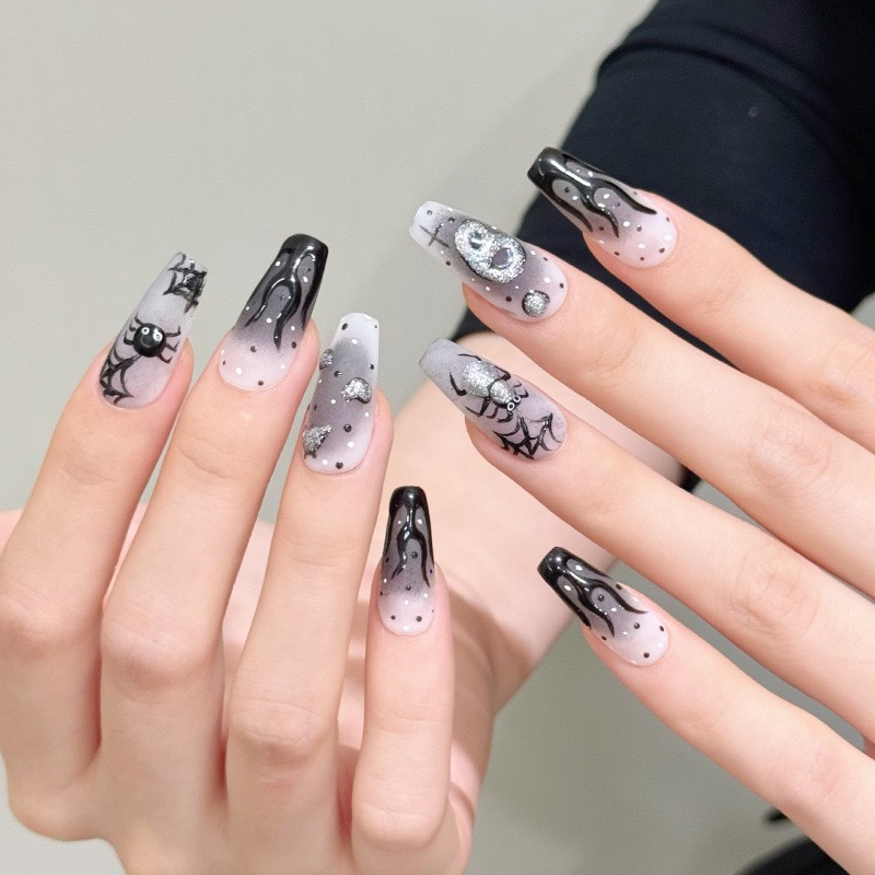 Spider Flame Halloween Handmade Nails