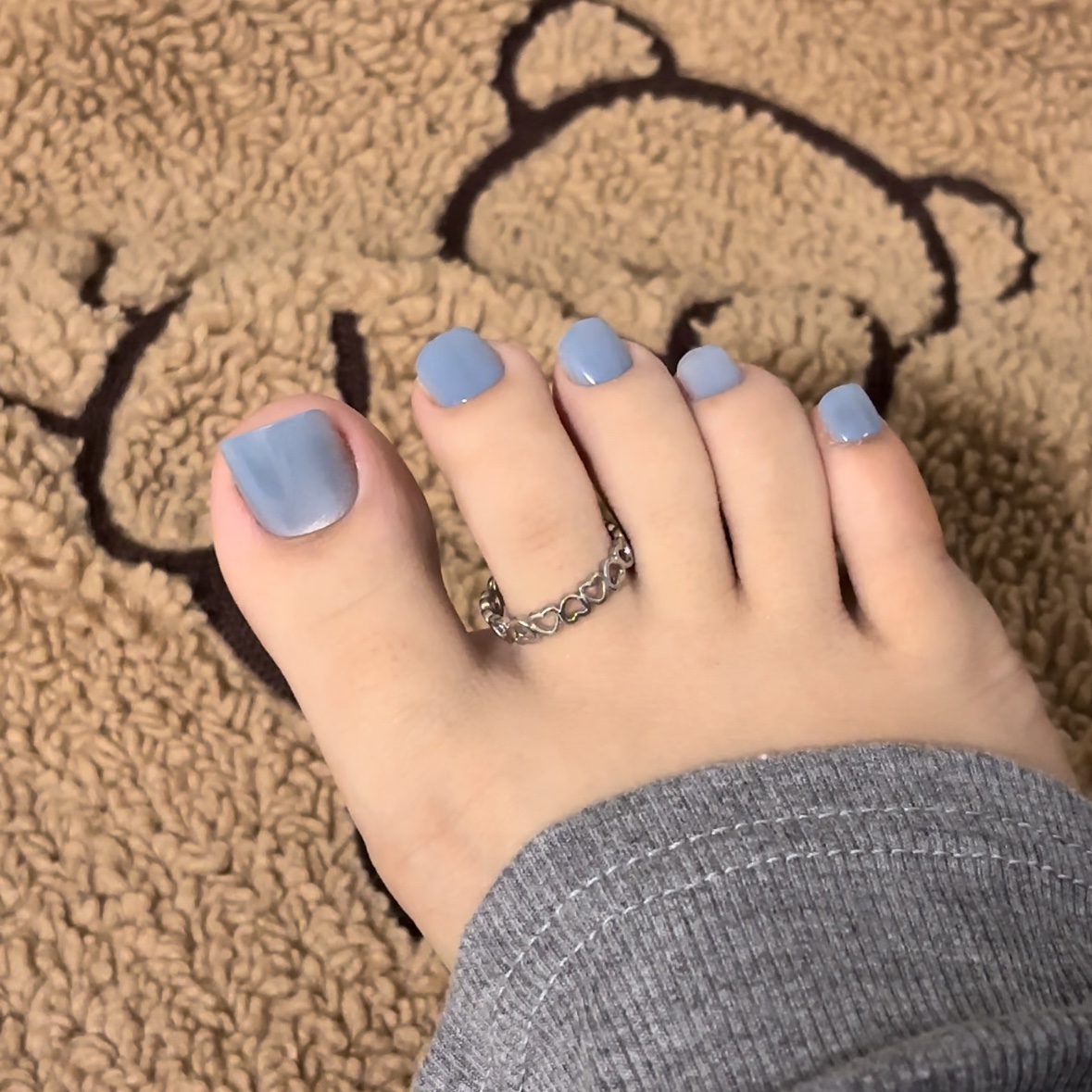 Light Blue Cat Eyes Toe Nails